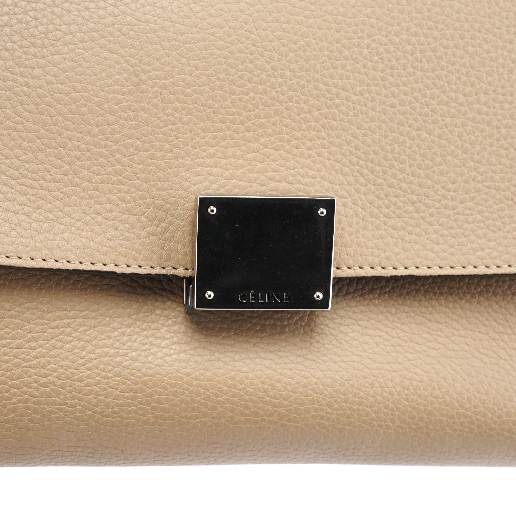 Beige Leather Trapeze 2-Way Bag