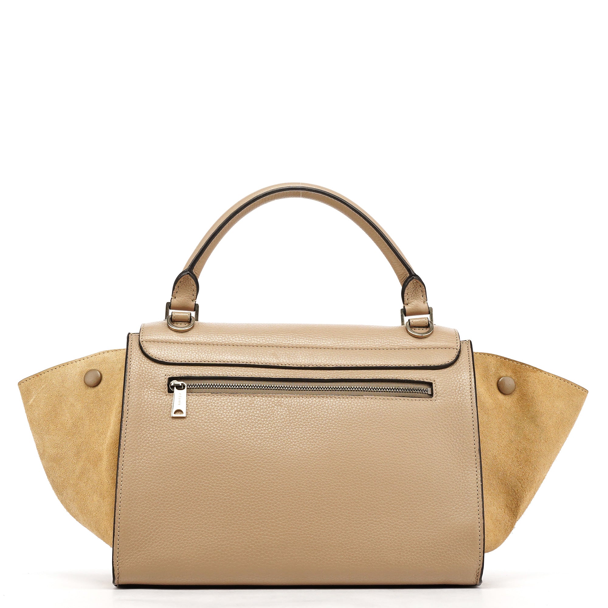 Beige Leather Trapeze 2-Way Bag