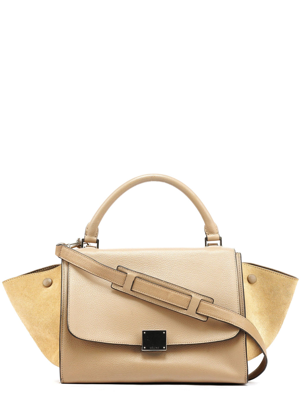 Beige Leather Trapeze 2-Way Bag