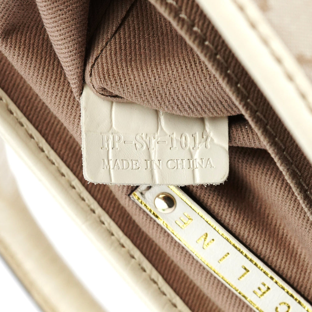 Beige Monogram Leather Boogie Tote Bag