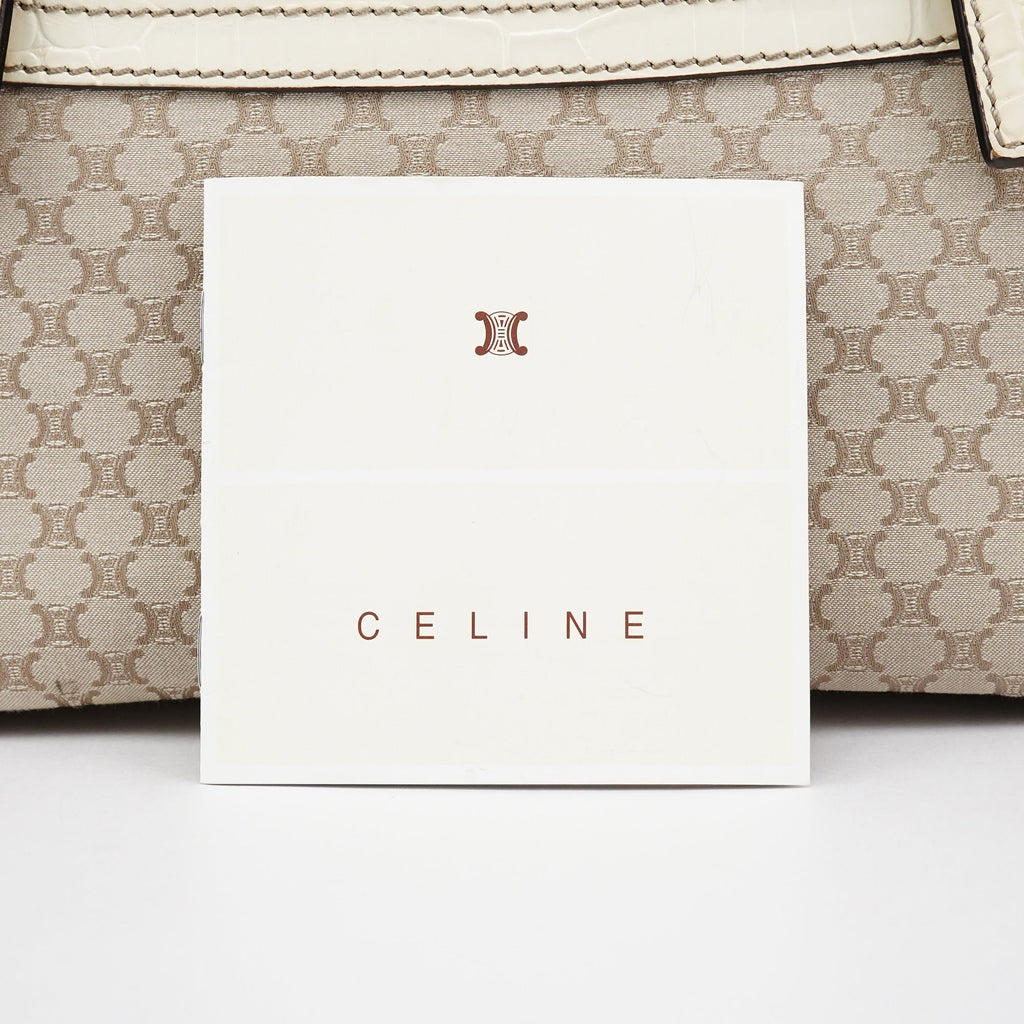 Beige Monogram Leather Boogie Tote Bag