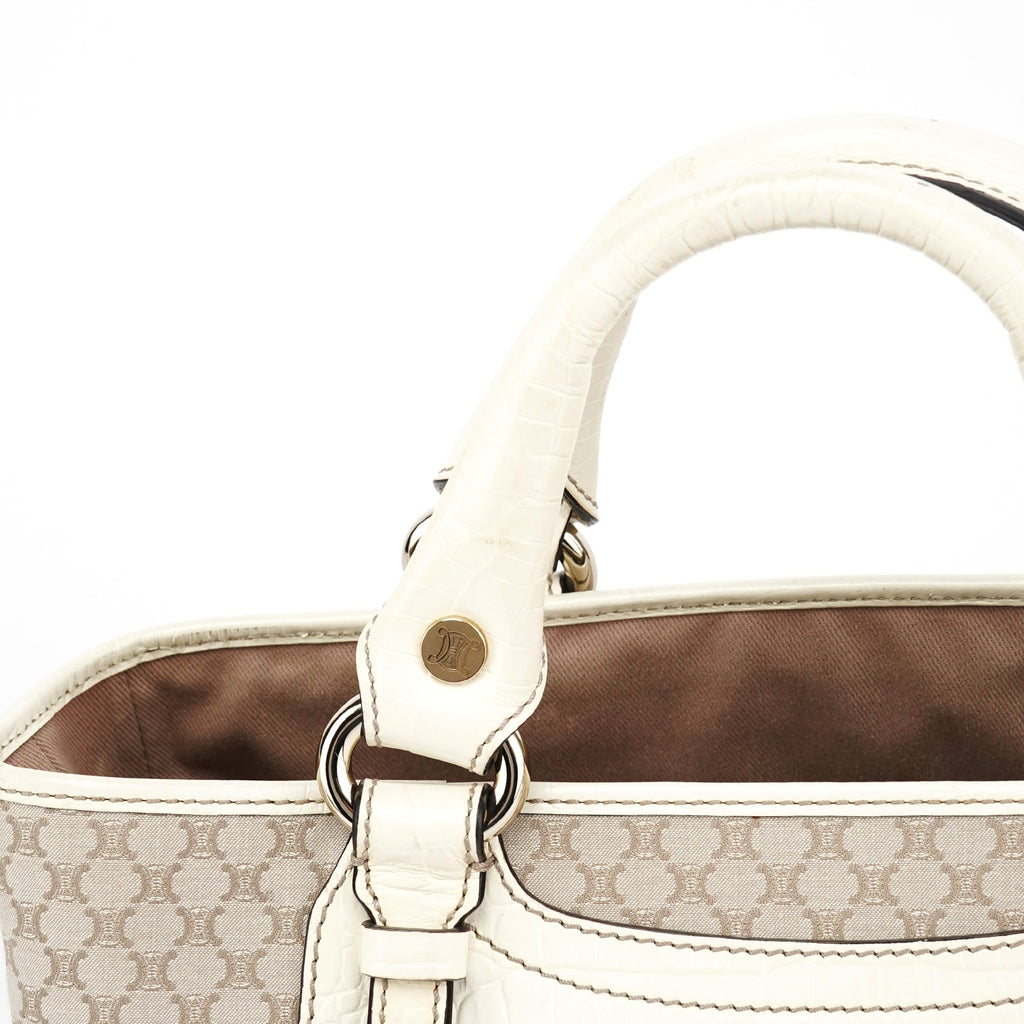 Beige Monogram Leather Boogie Tote Bag
