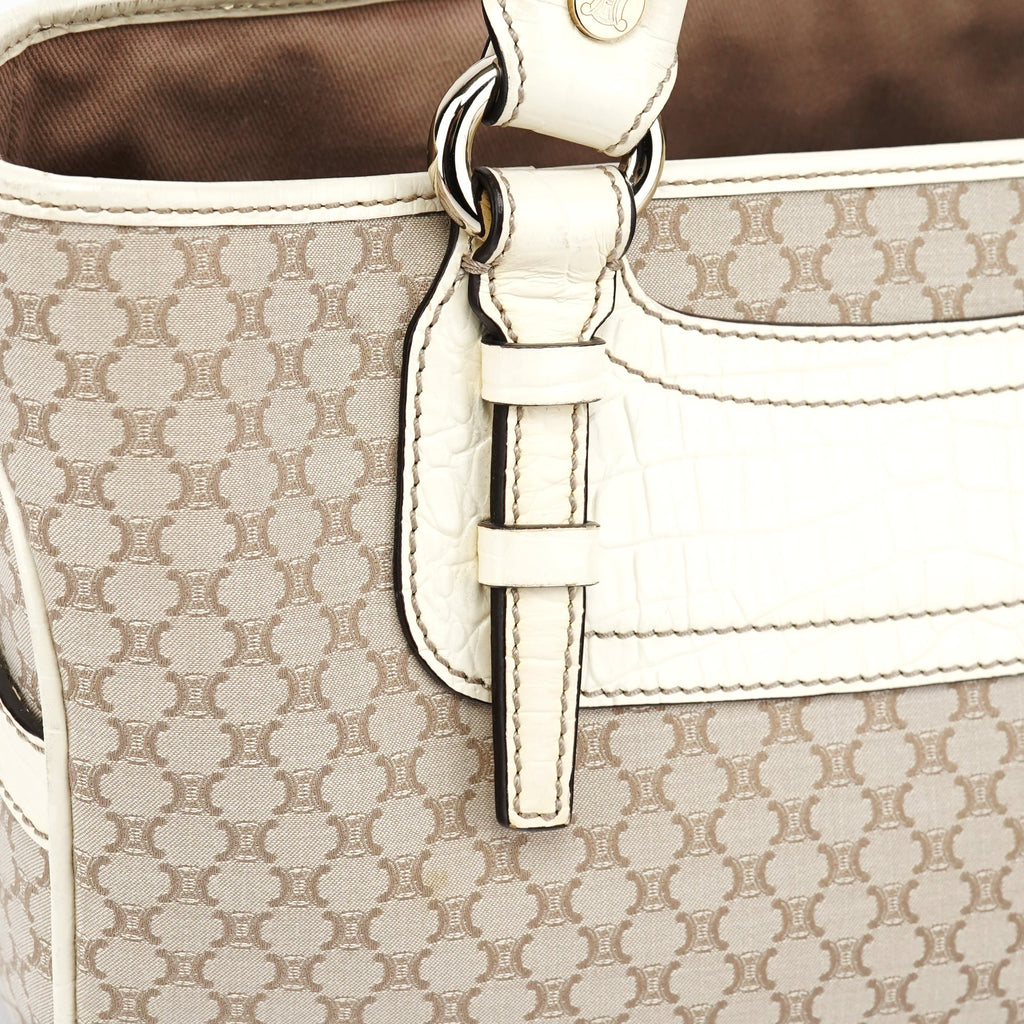 Beige Monogram Leather Boogie Tote Bag