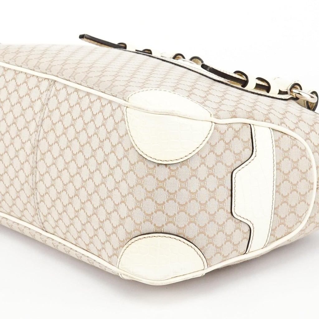 Beige Monogram Leather Boogie Tote Bag