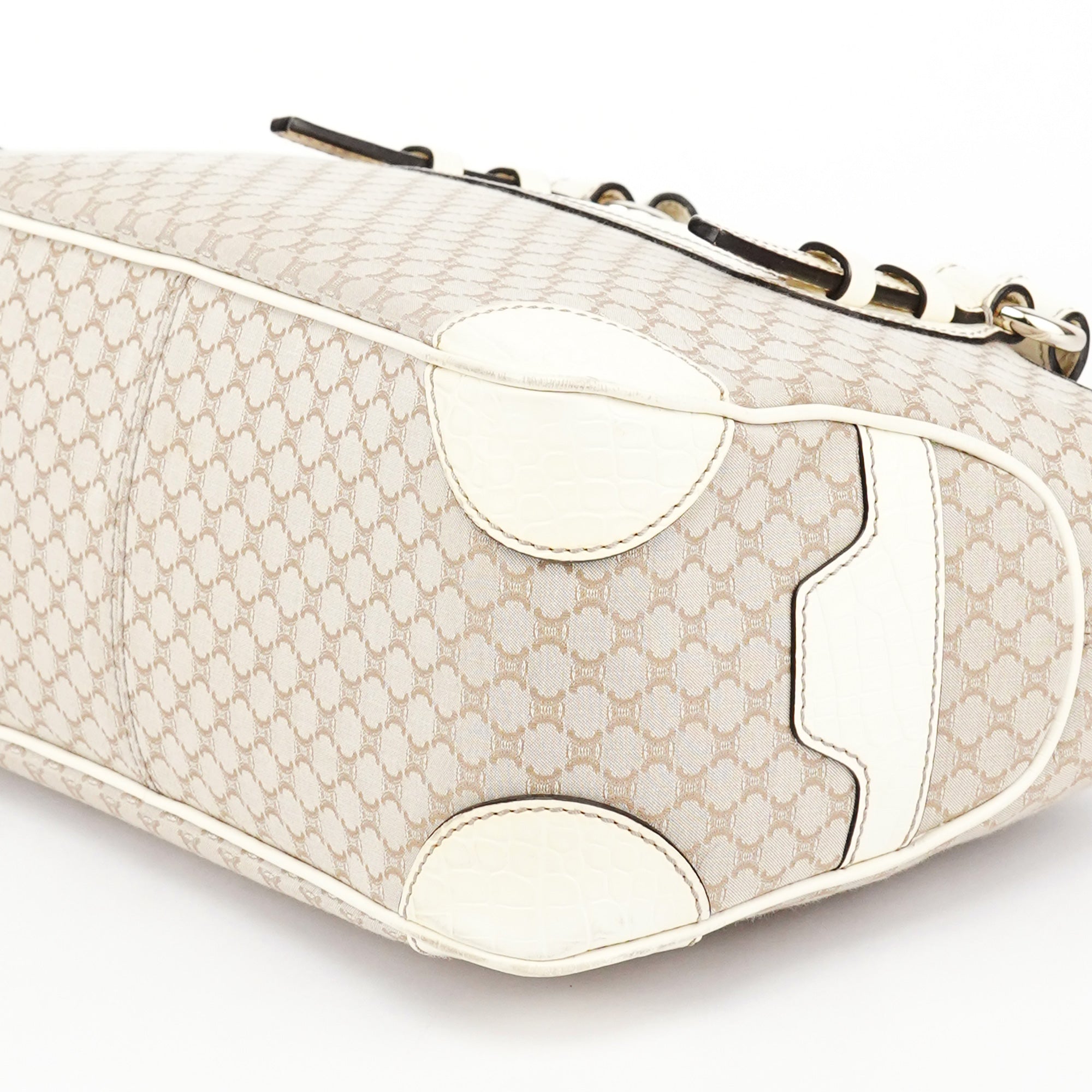 Beige Monogram Leather Boogie Tote Bag