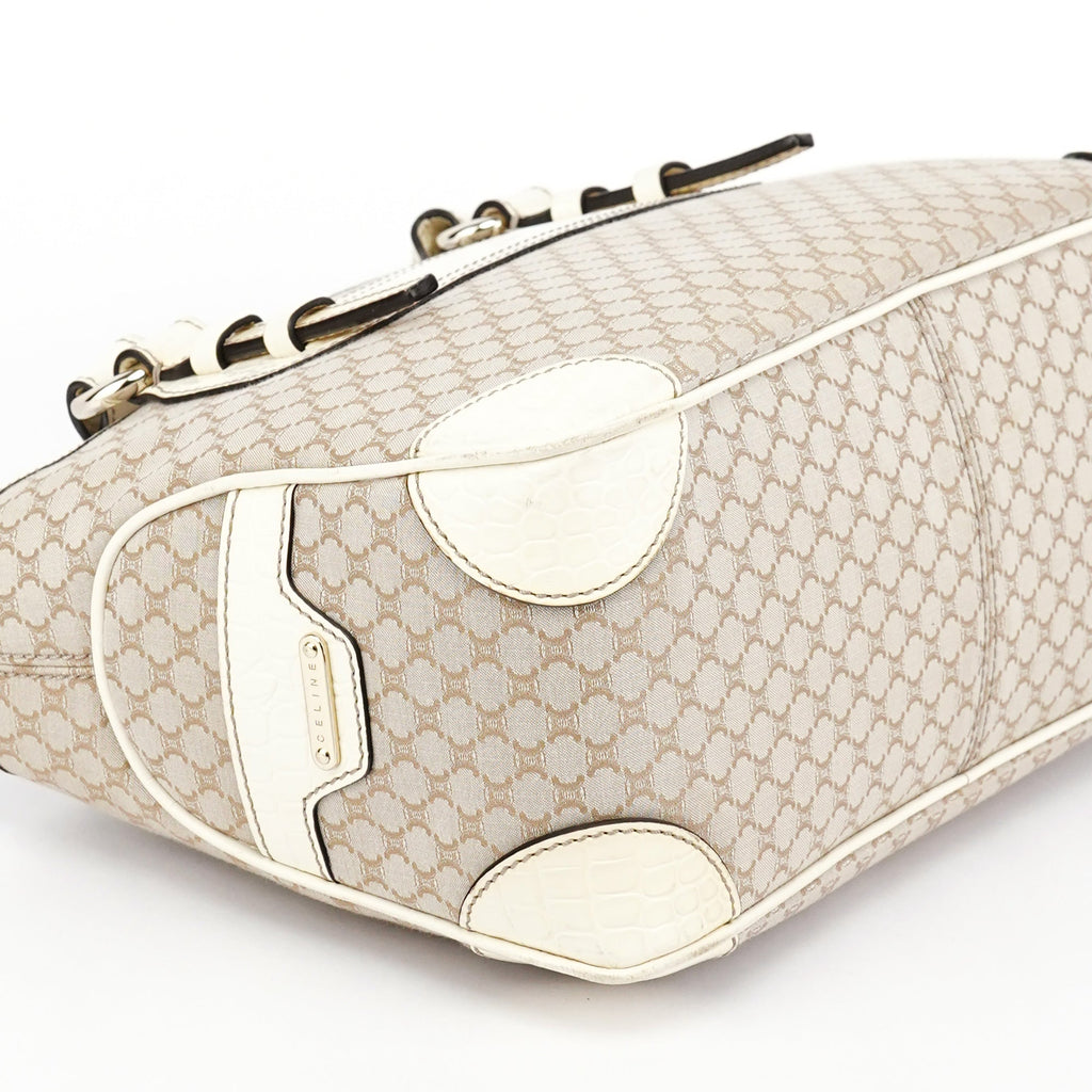 Beige Monogram Leather Boogie Tote Bag