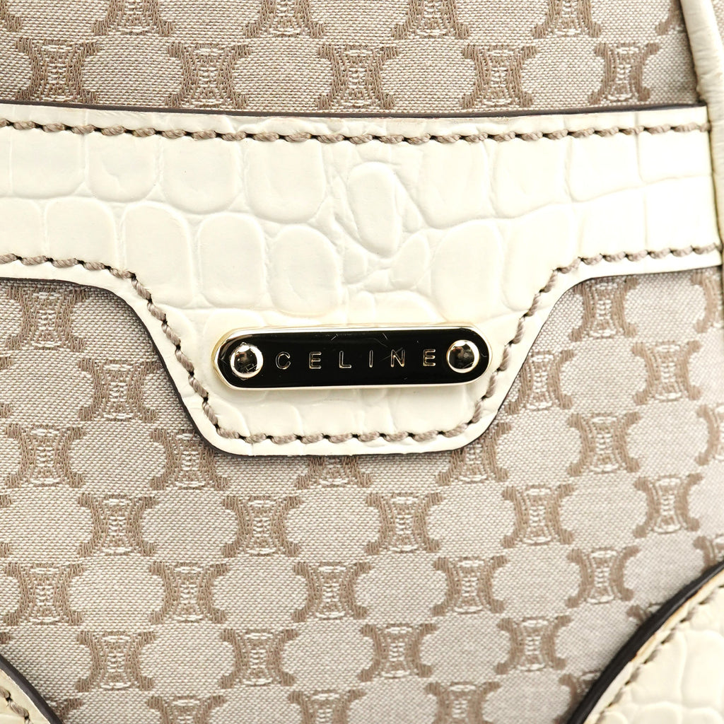 Beige Monogram Leather Boogie Tote Bag