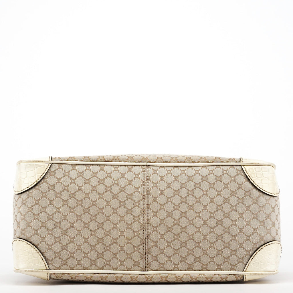 Beige Monogram Leather Boogie Tote Bag