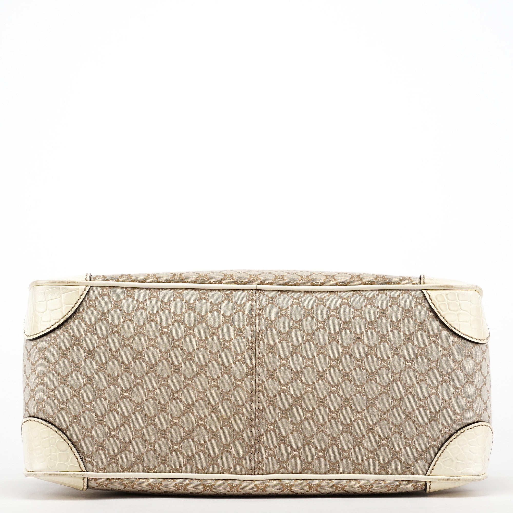 Beige Monogram Leather Boogie Tote Bag
