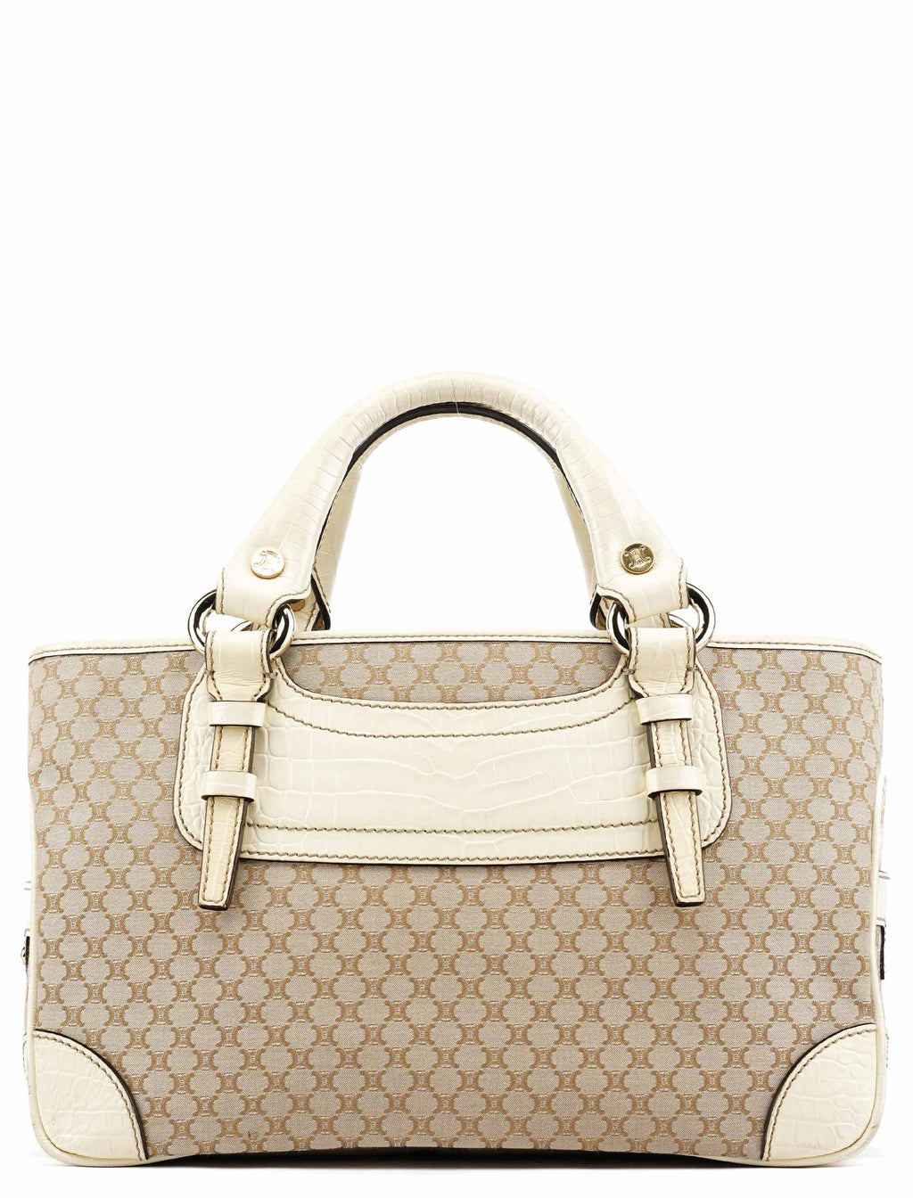 Beige Monogram Leather Boogie Tote Bag