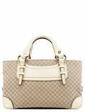 Beige Monogram Leather Boogie Tote Bag