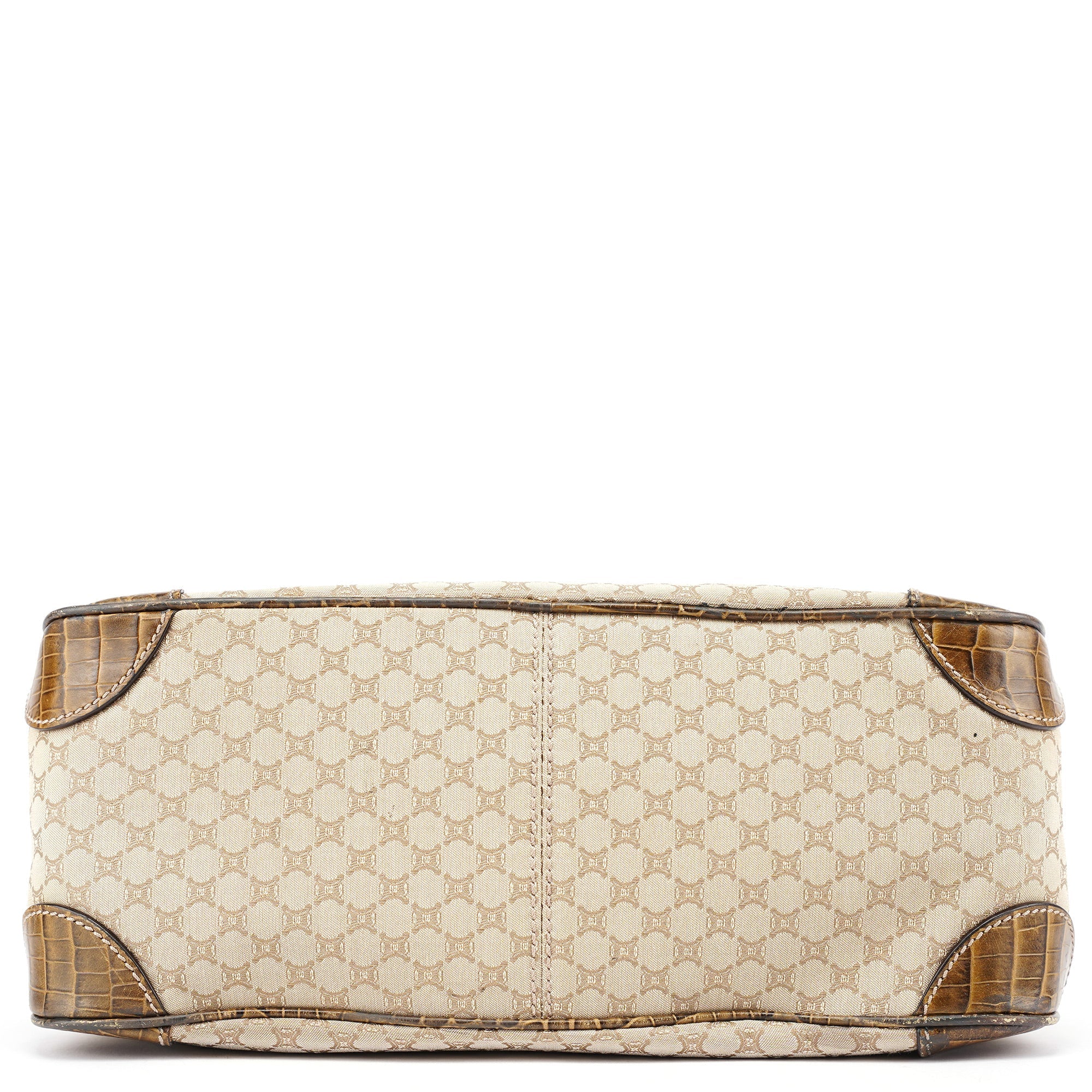 Beige Triomphe Embossed Leather Tote Bag