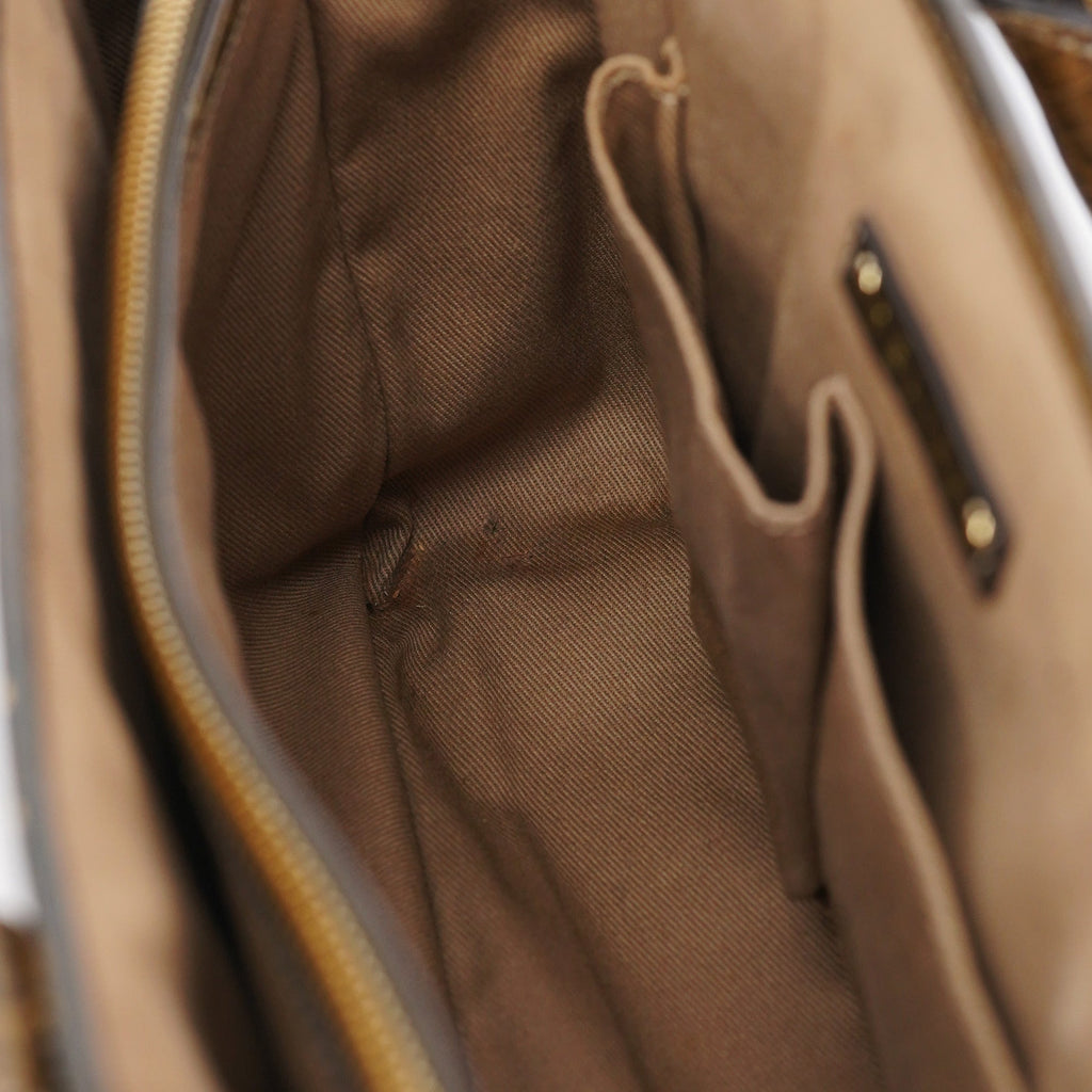 Beige Triomphe Embossed Leather Tote Bag