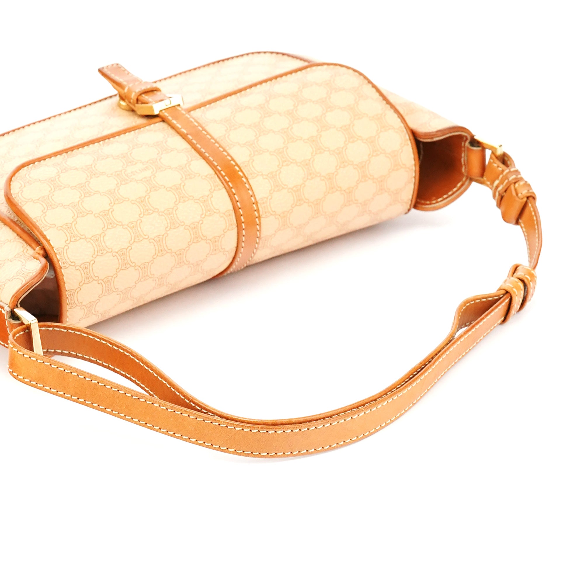 Beige Triomphe Leather Shoulder Bag