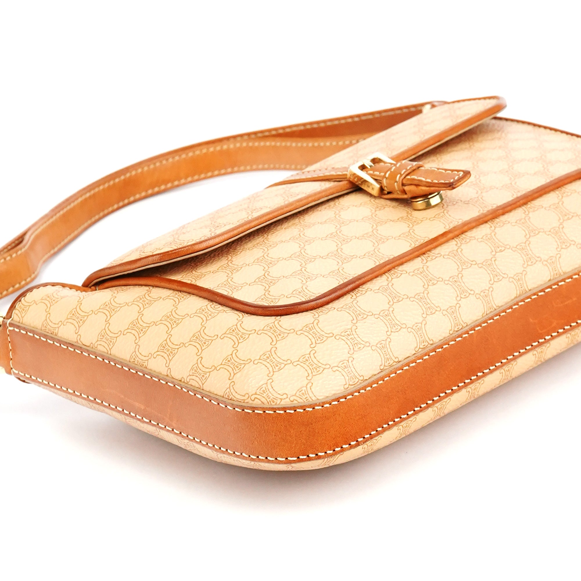 Beige Triomphe Leather Shoulder Bag