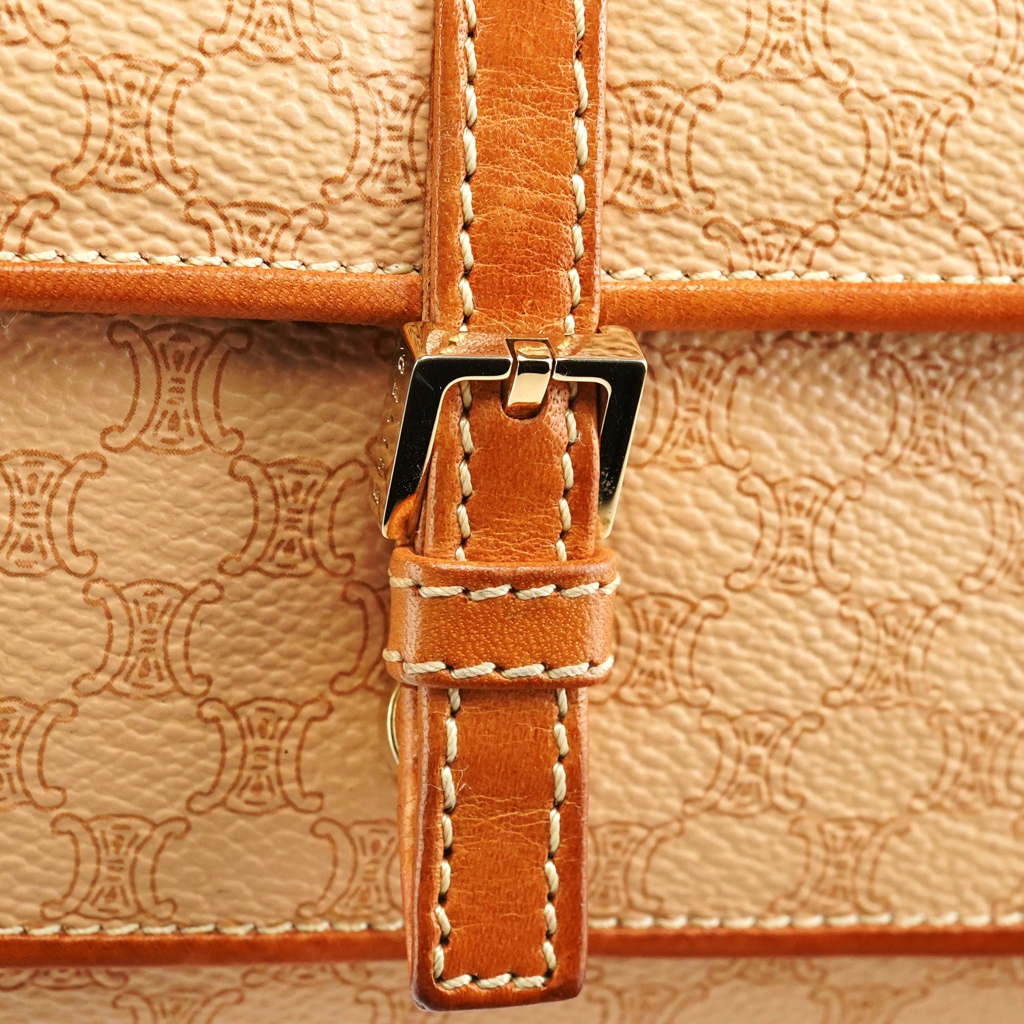 Beige Triomphe Leather Shoulder Bag