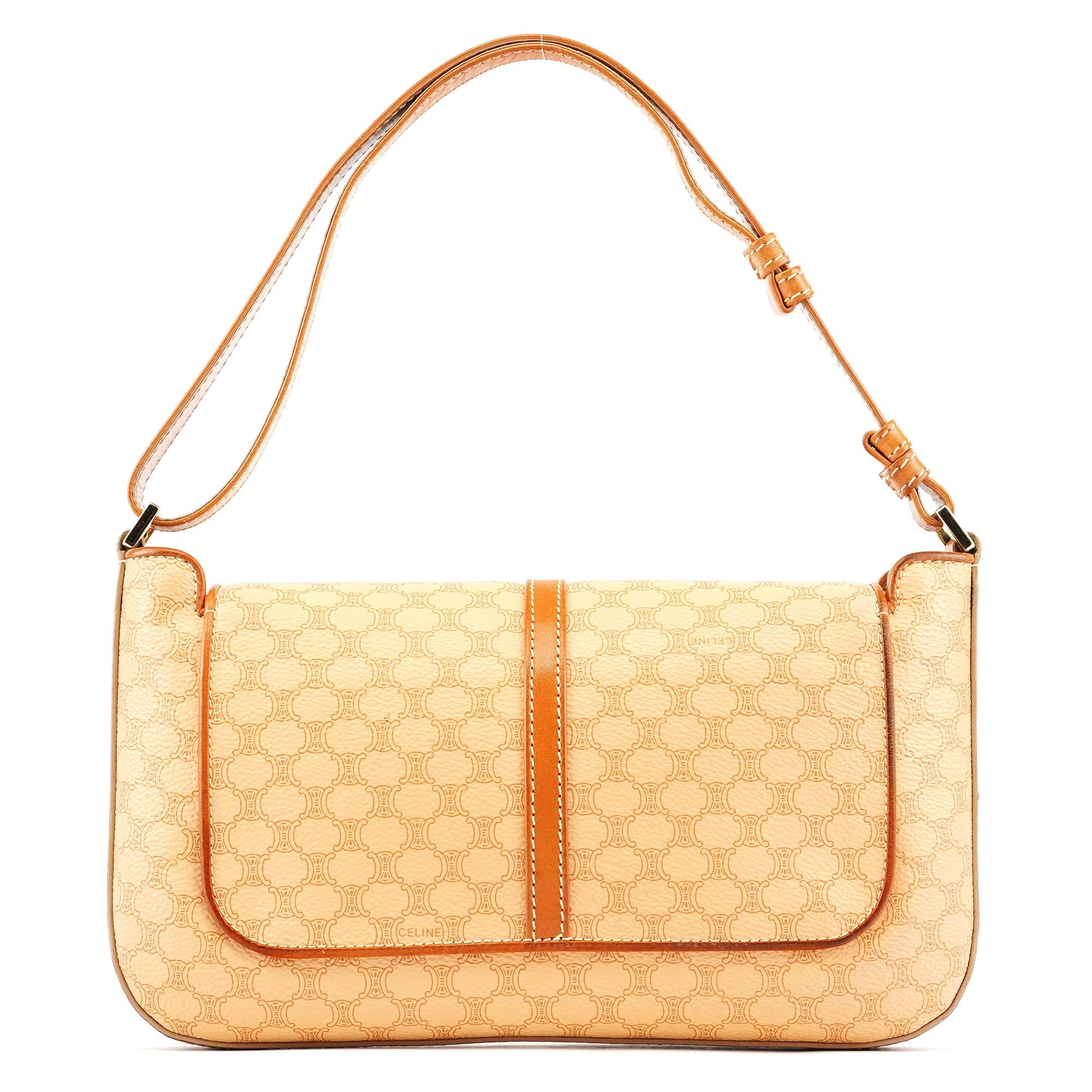 Beige Triomphe Leather Shoulder Bag