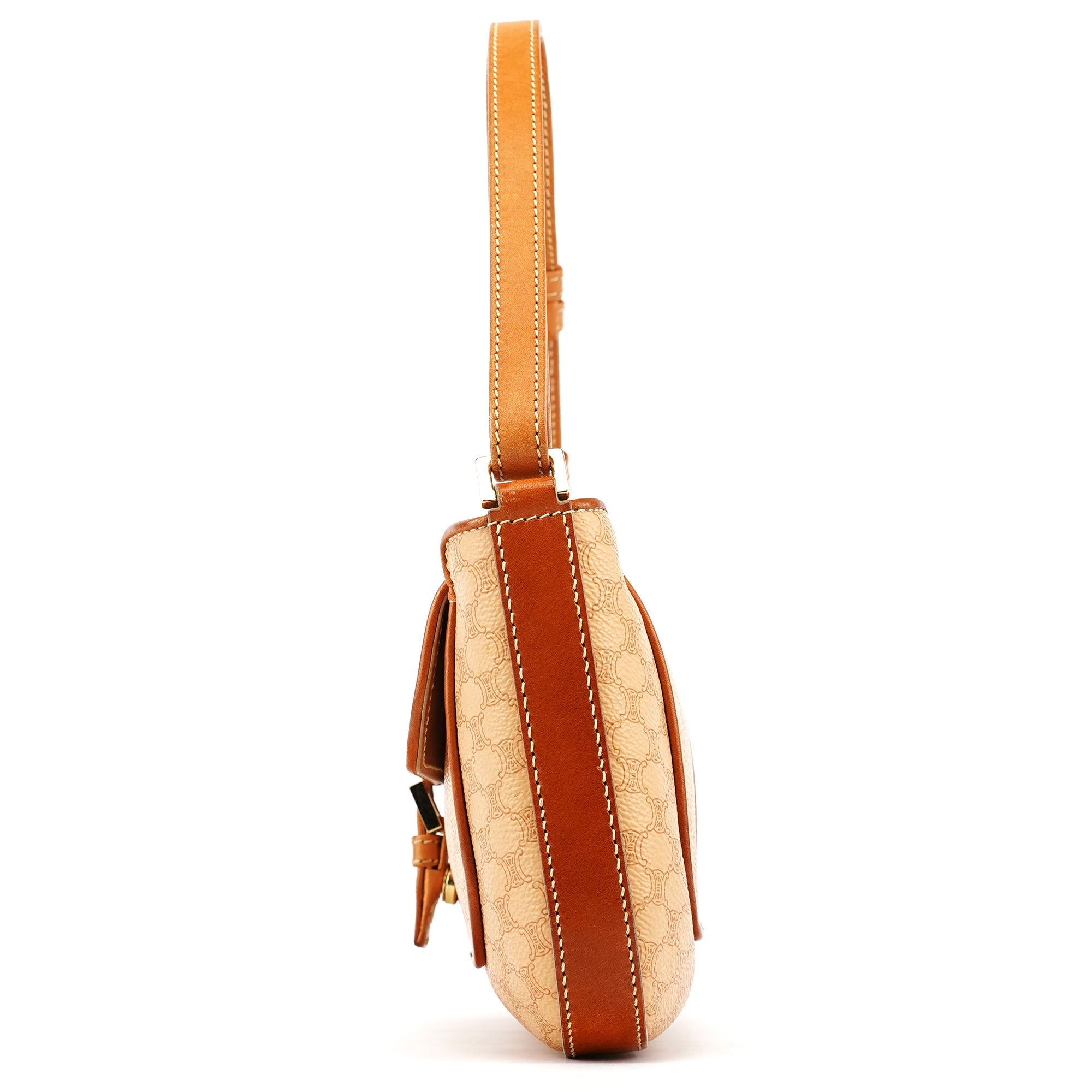 Beige Triomphe Leather Shoulder Bag