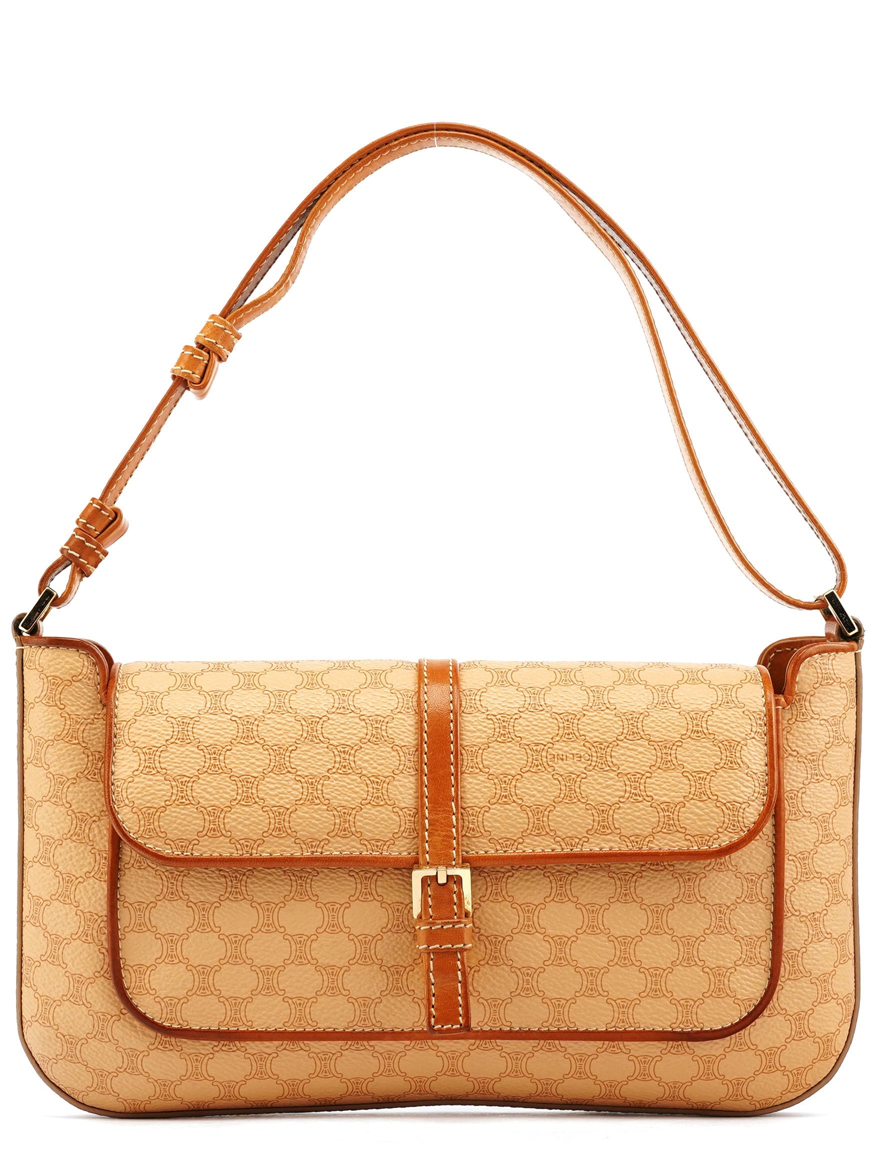 Beige Triomphe Leather Shoulder Bag