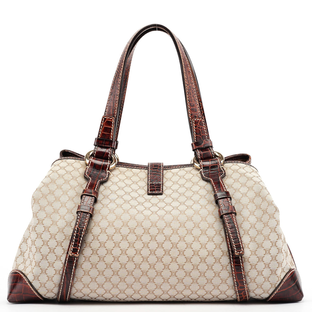 Beige Triomphe Leather Tote Bag