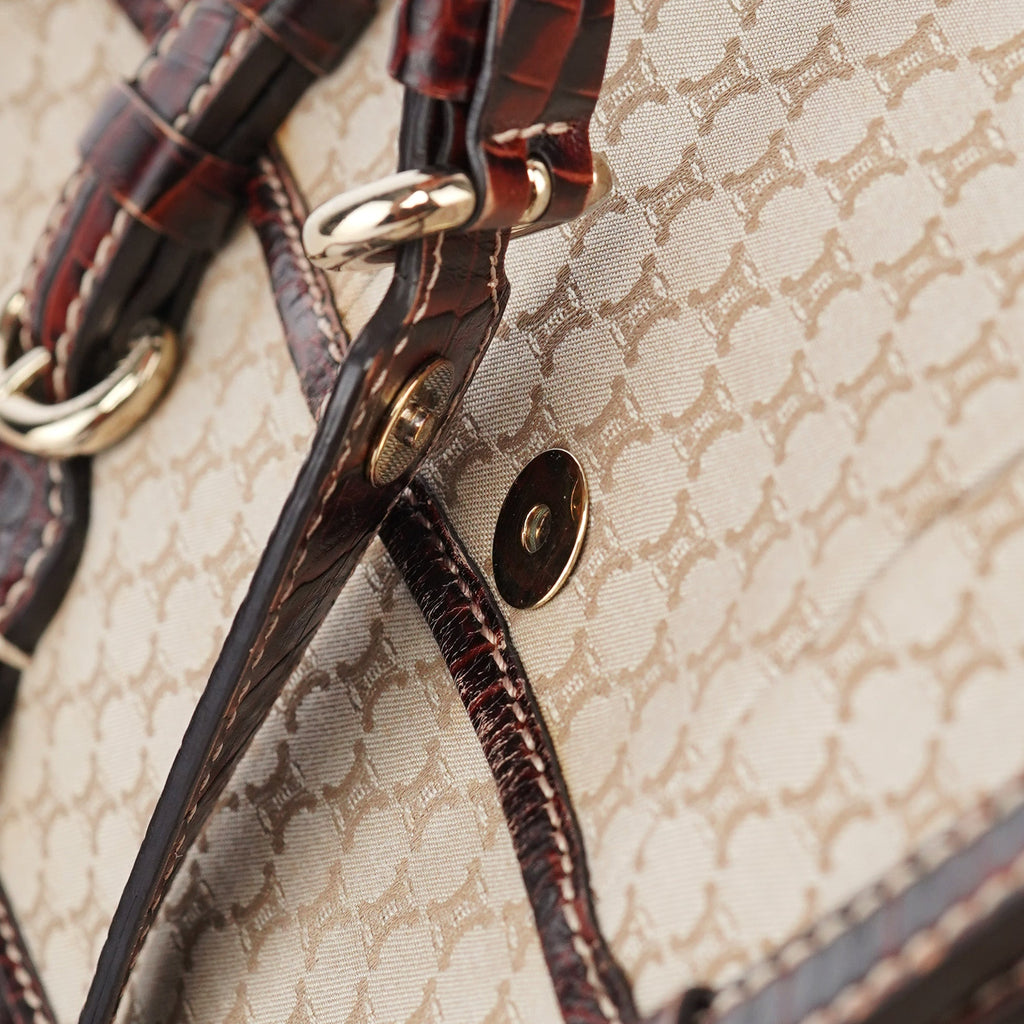Beige Triomphe Leather Tote Bag