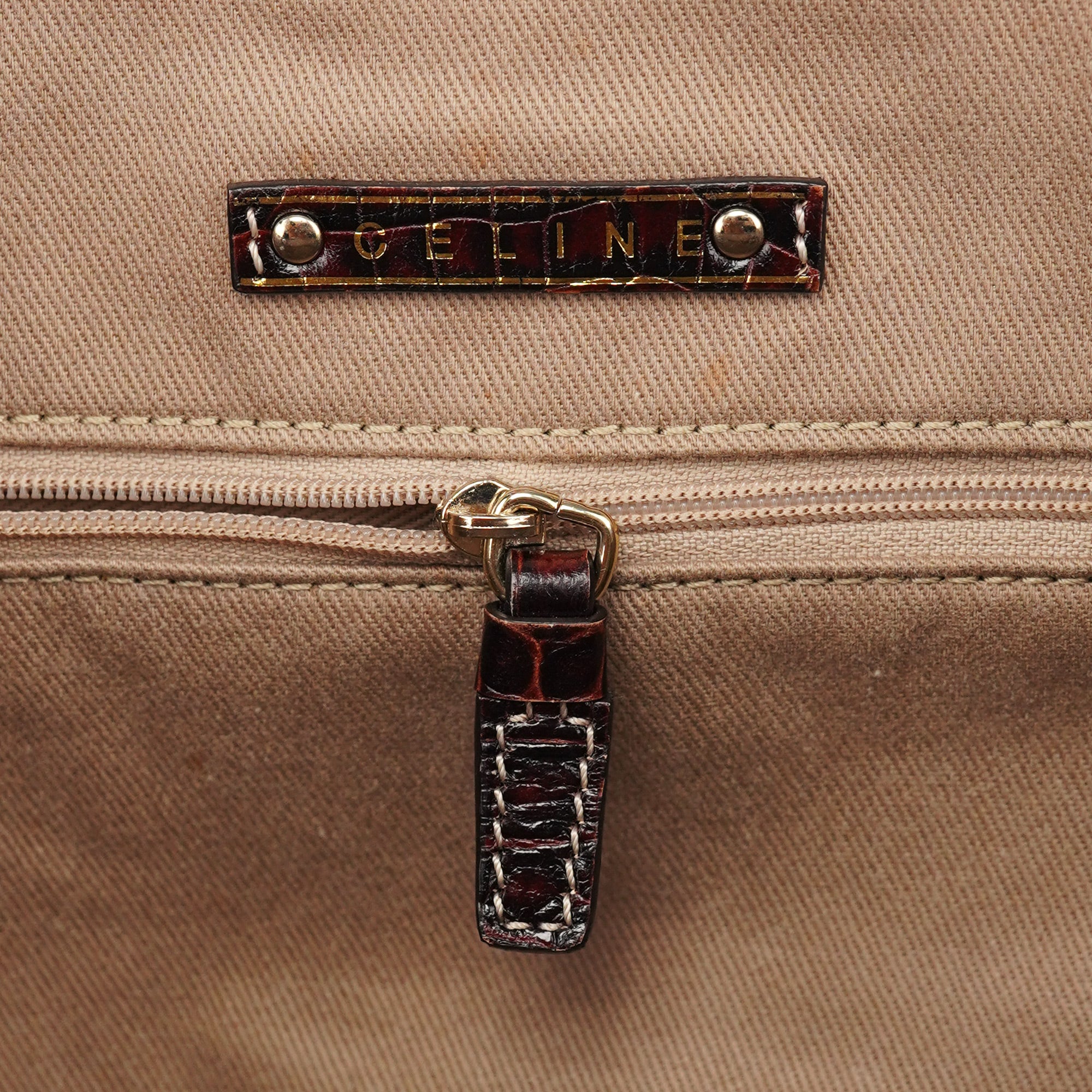 Beige Triomphe Leather Tote Bag