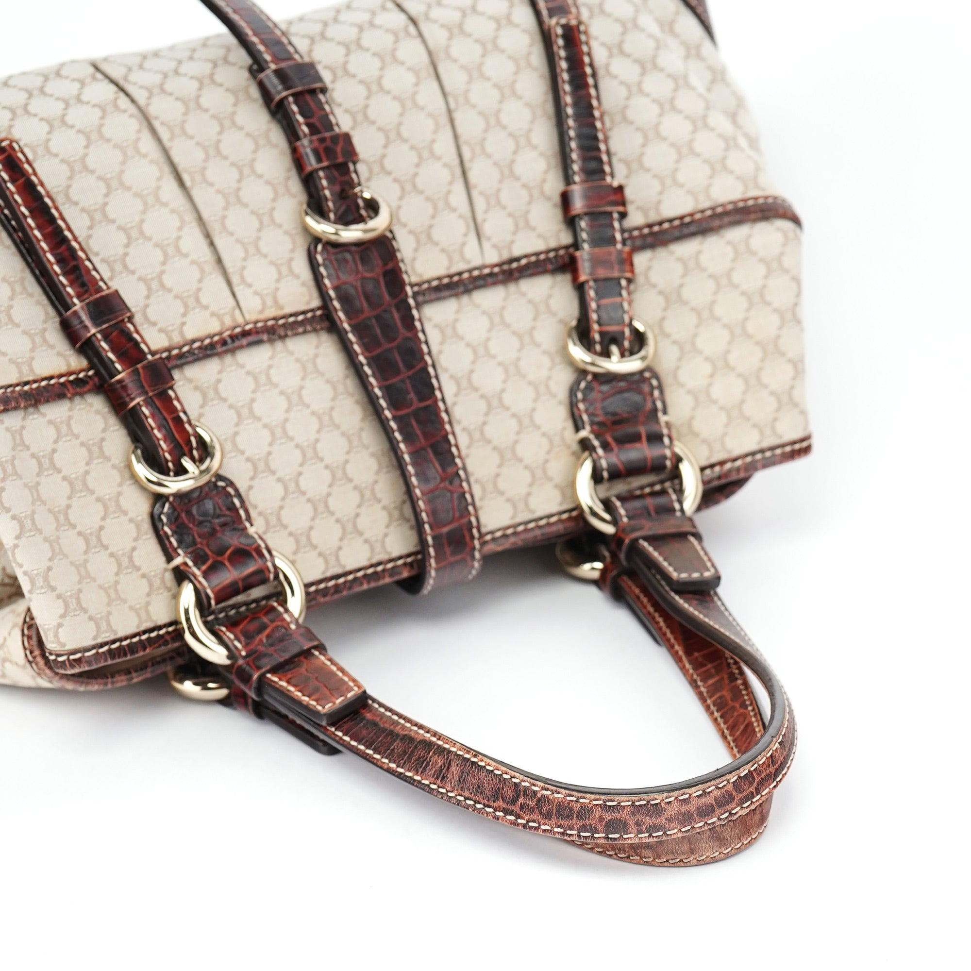 Beige Triomphe Leather Tote Bag