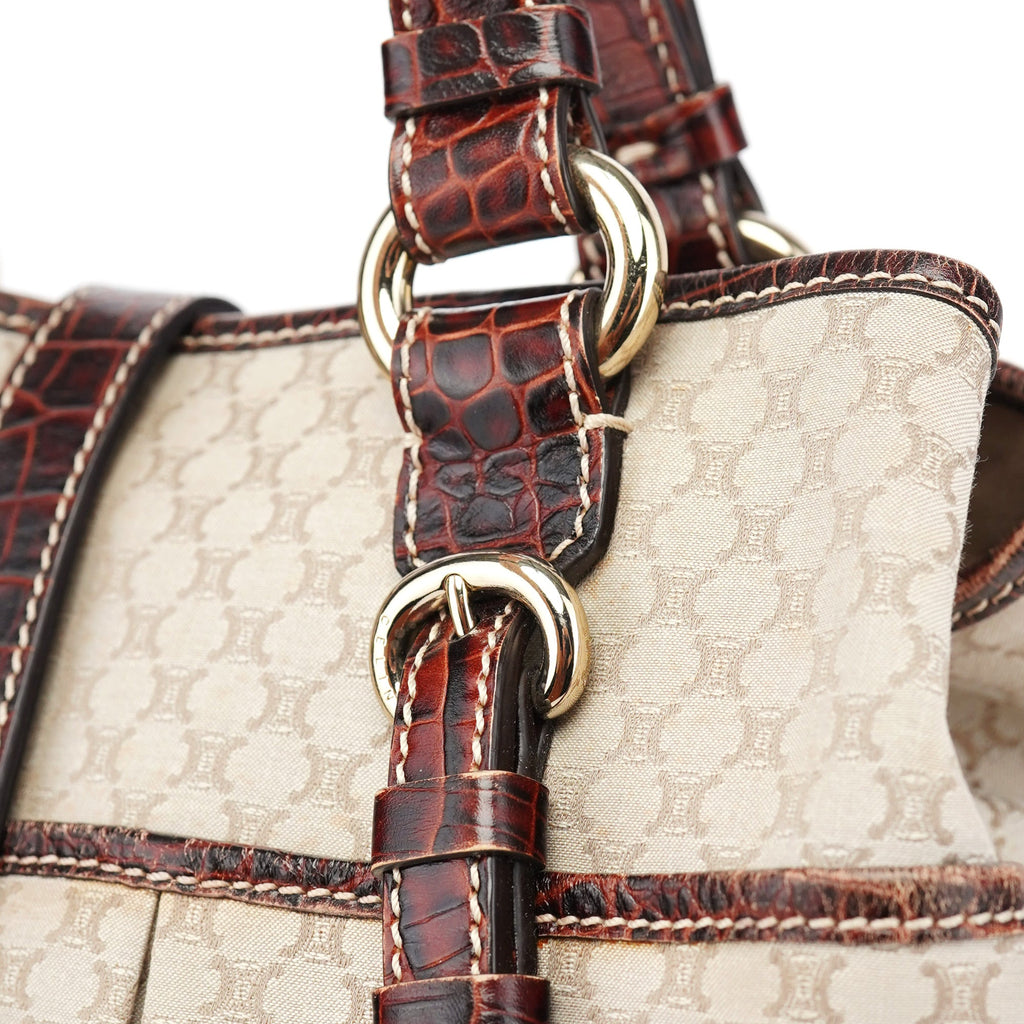 Beige Triomphe Leather Tote Bag