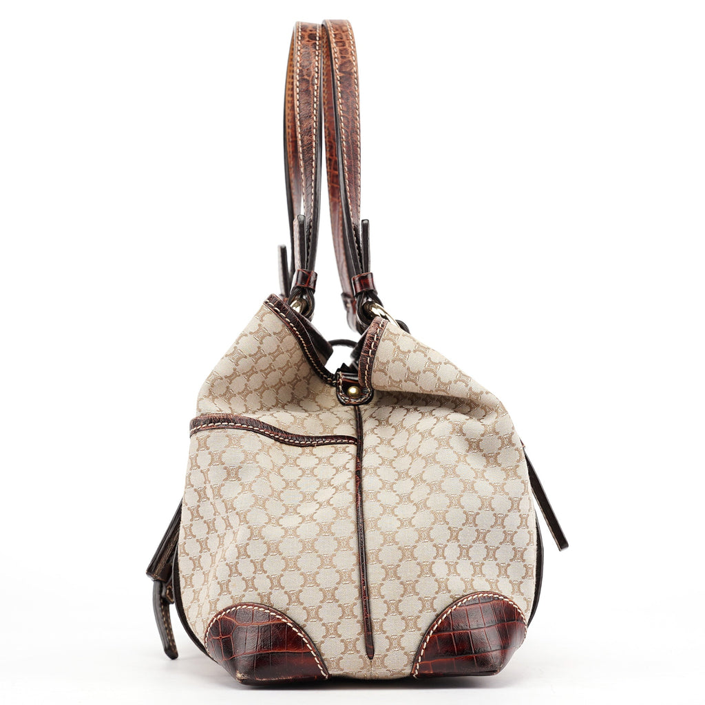 Beige Triomphe Leather Tote Bag