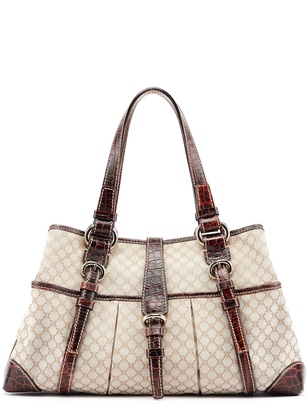 Beige Triomphe Leather Tote Bag
