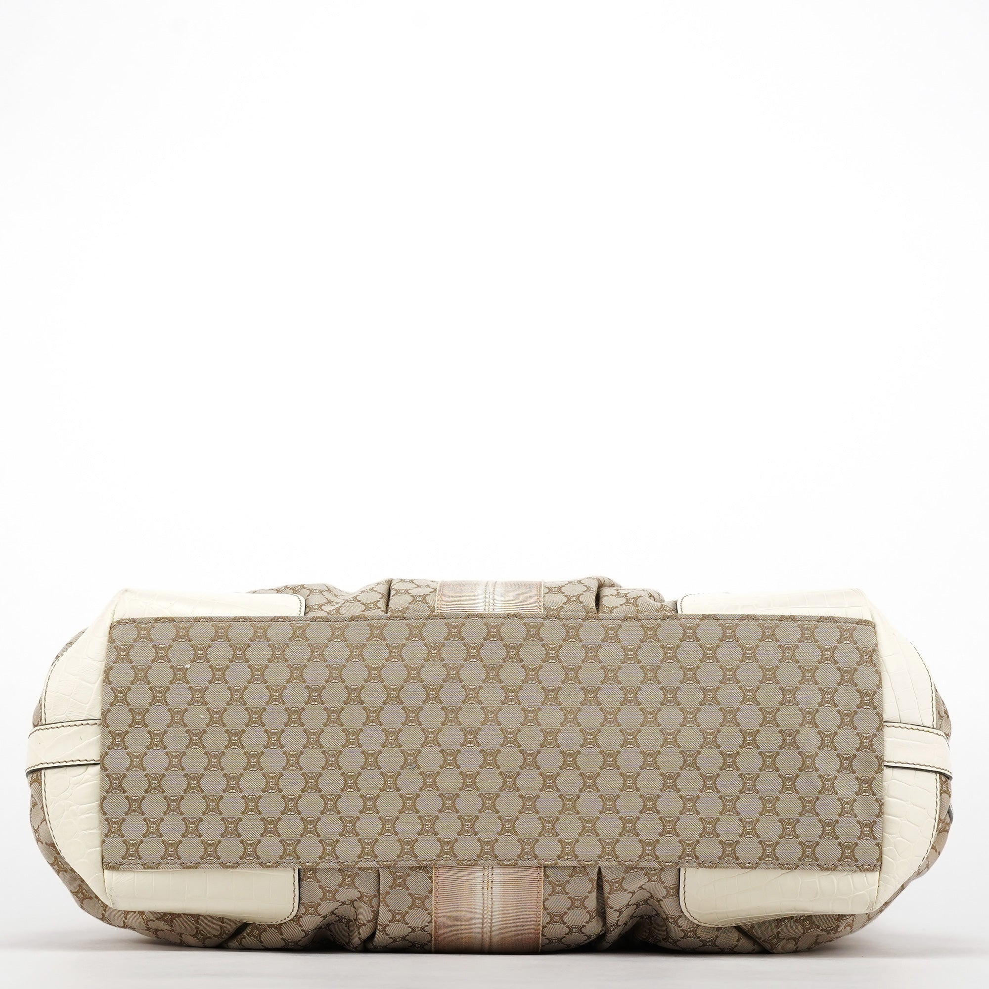Beige White Macadam Leather Tote Bag