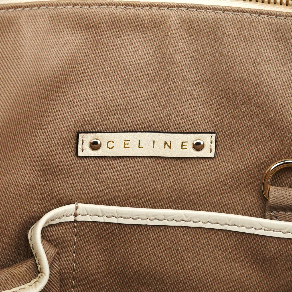 Beige White Macadam Leather Tote Bag