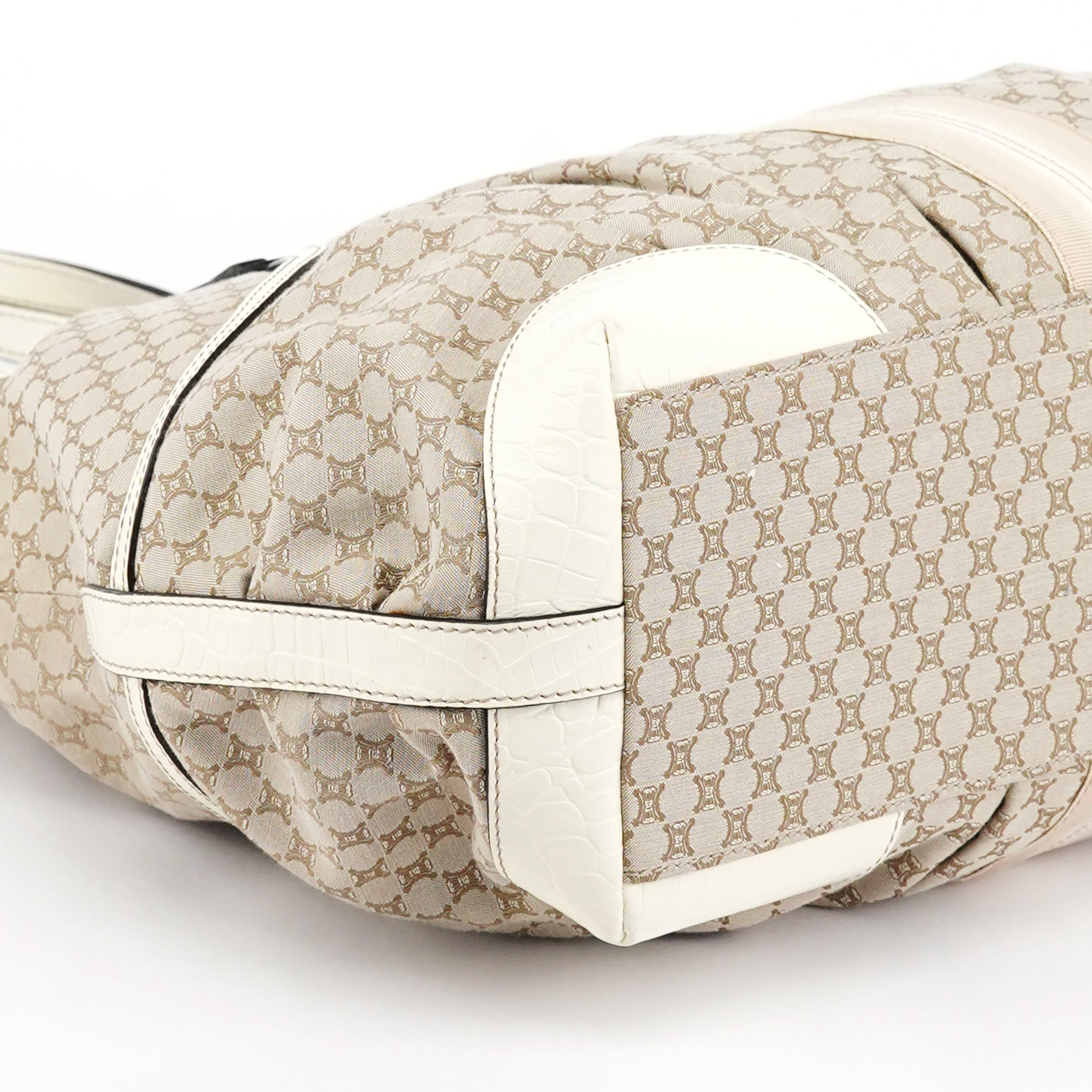 Beige White Macadam Leather Tote Bag