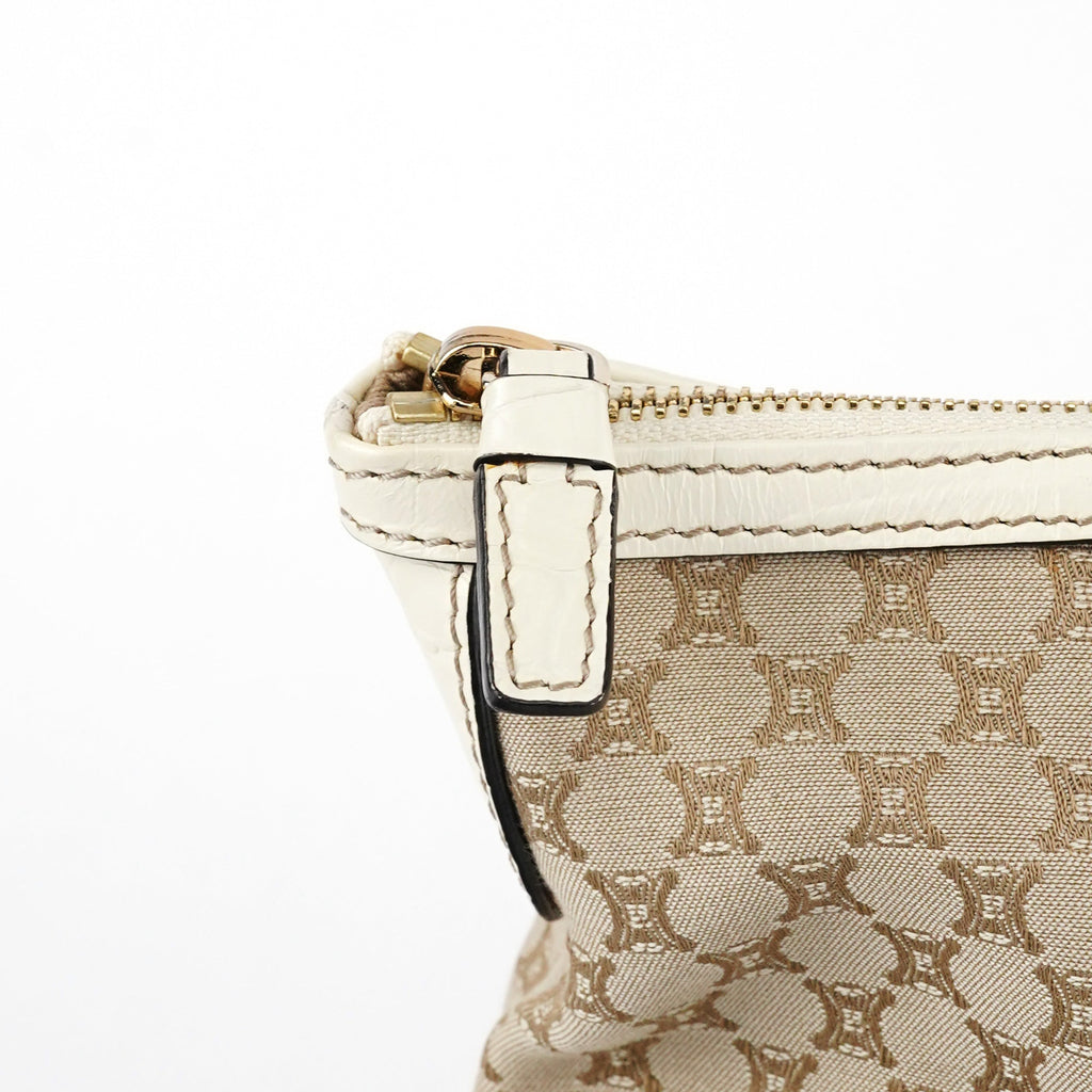 Beige White Macadam Leather Tote Bag