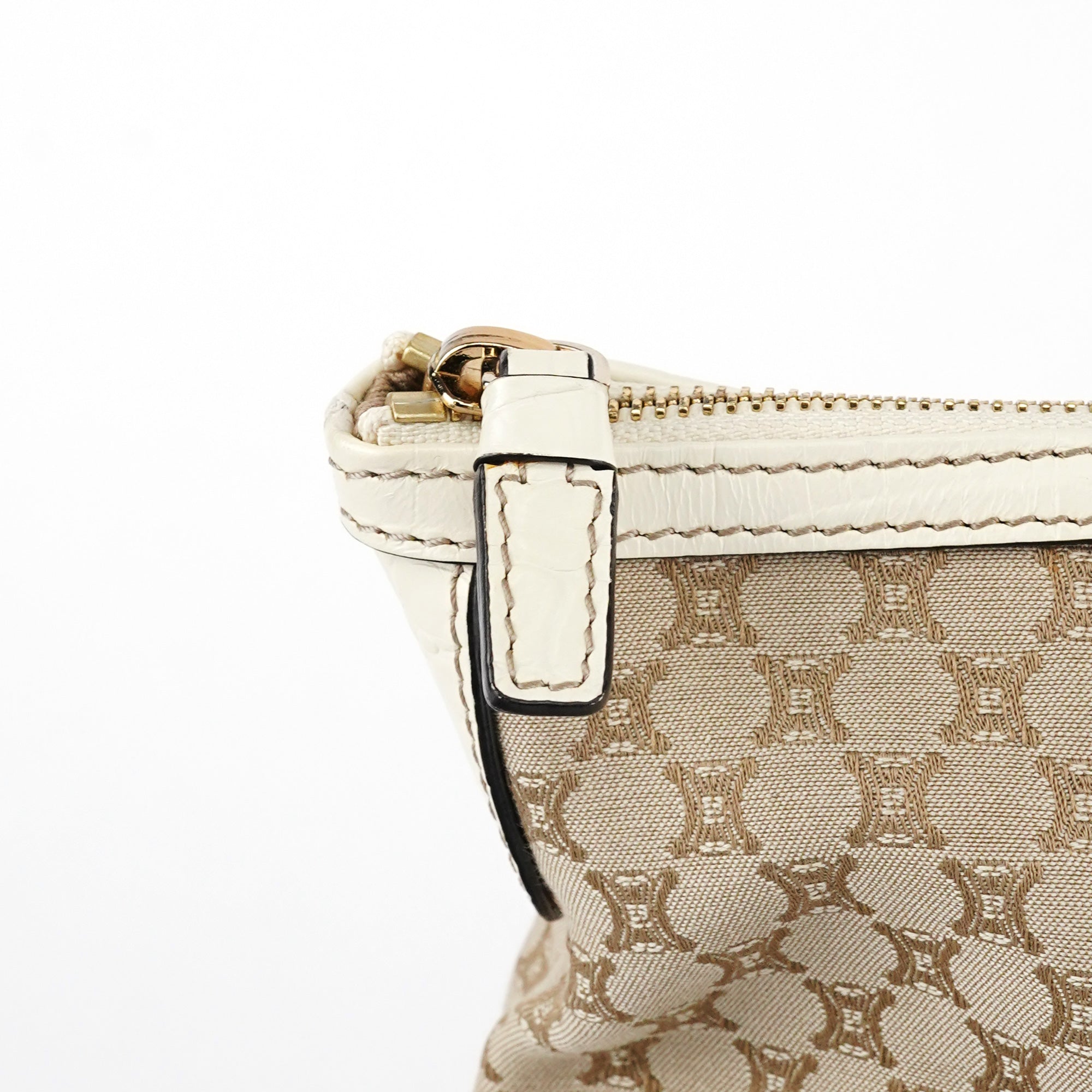 Beige White Macadam Leather Tote Bag