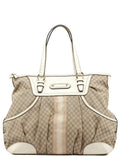 Beige White Macadam Leather Tote Bag