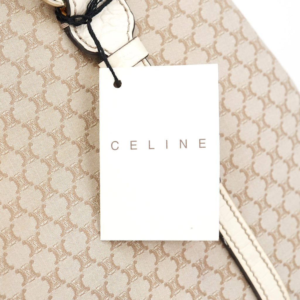 Beige White Triomphe Tote Bag