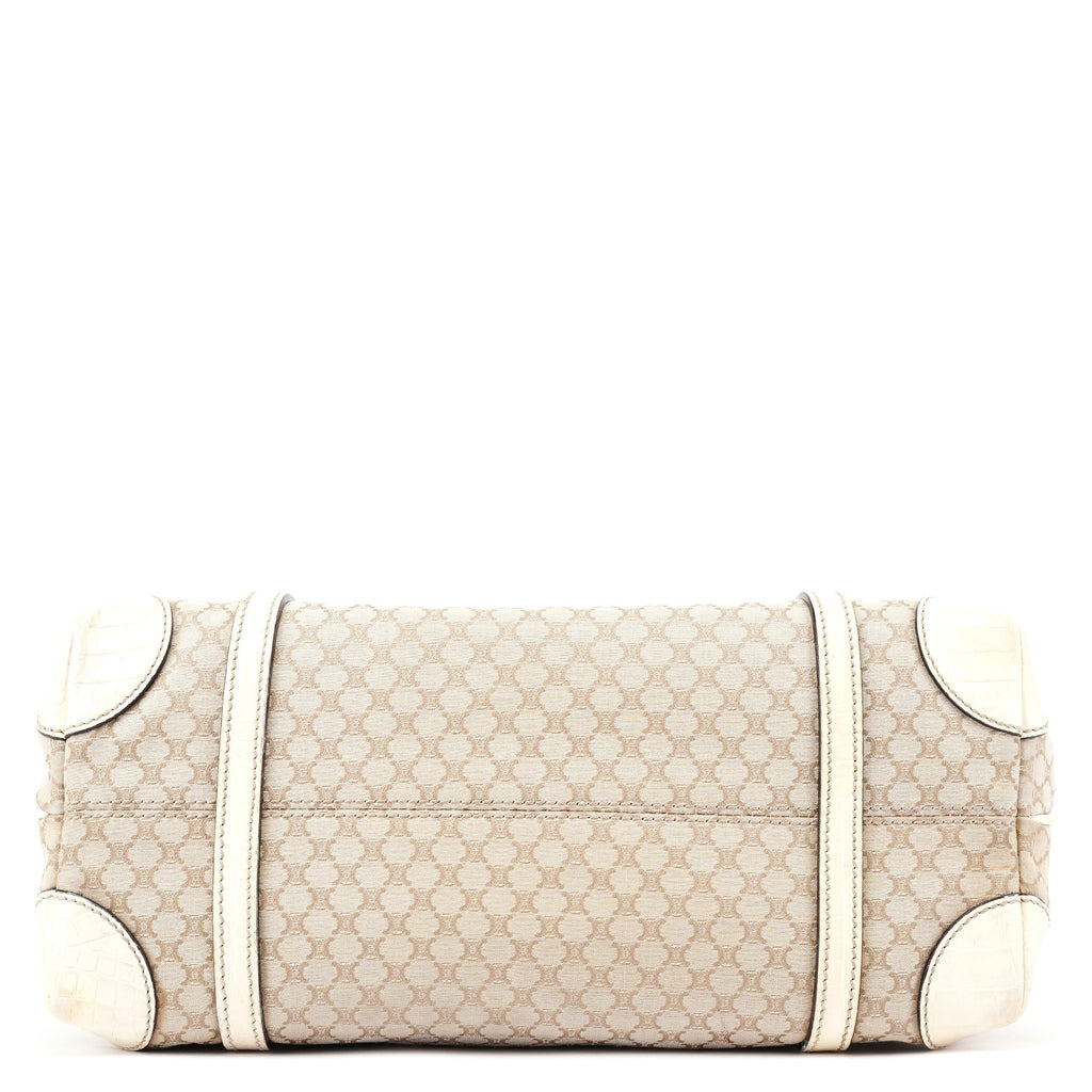 Beige White Triomphe Tote Bag