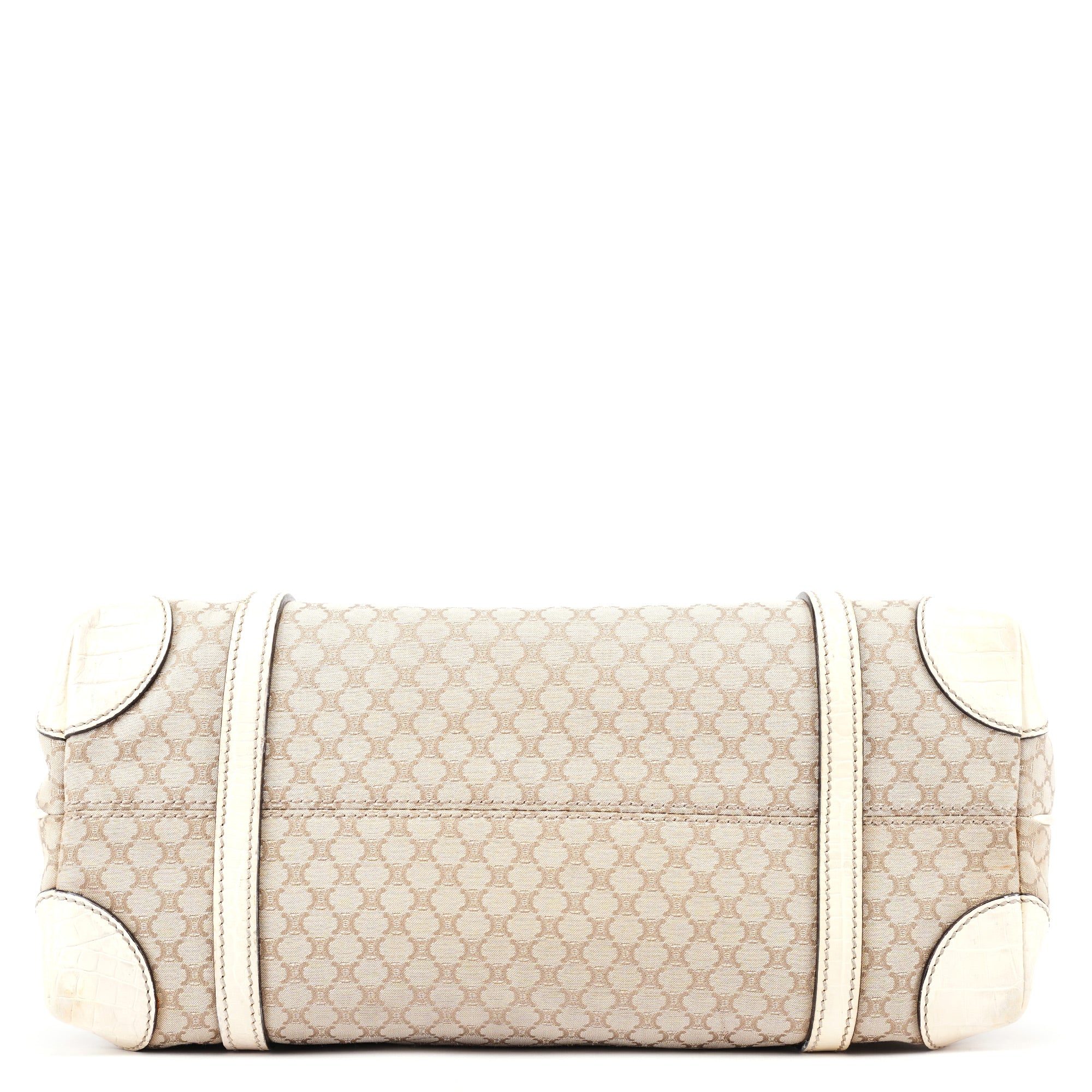 Beige White Triomphe Tote Bag