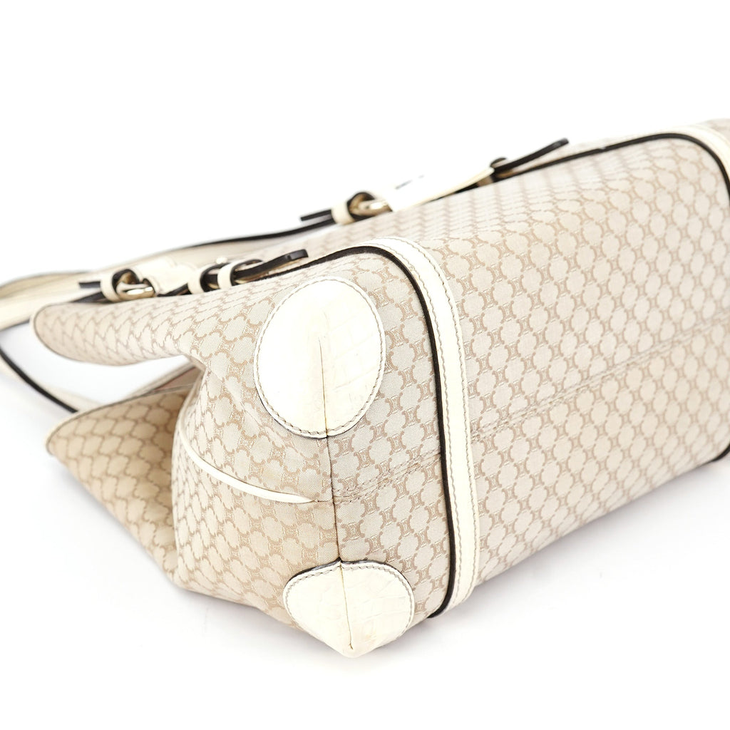 Beige White Triomphe Tote Bag