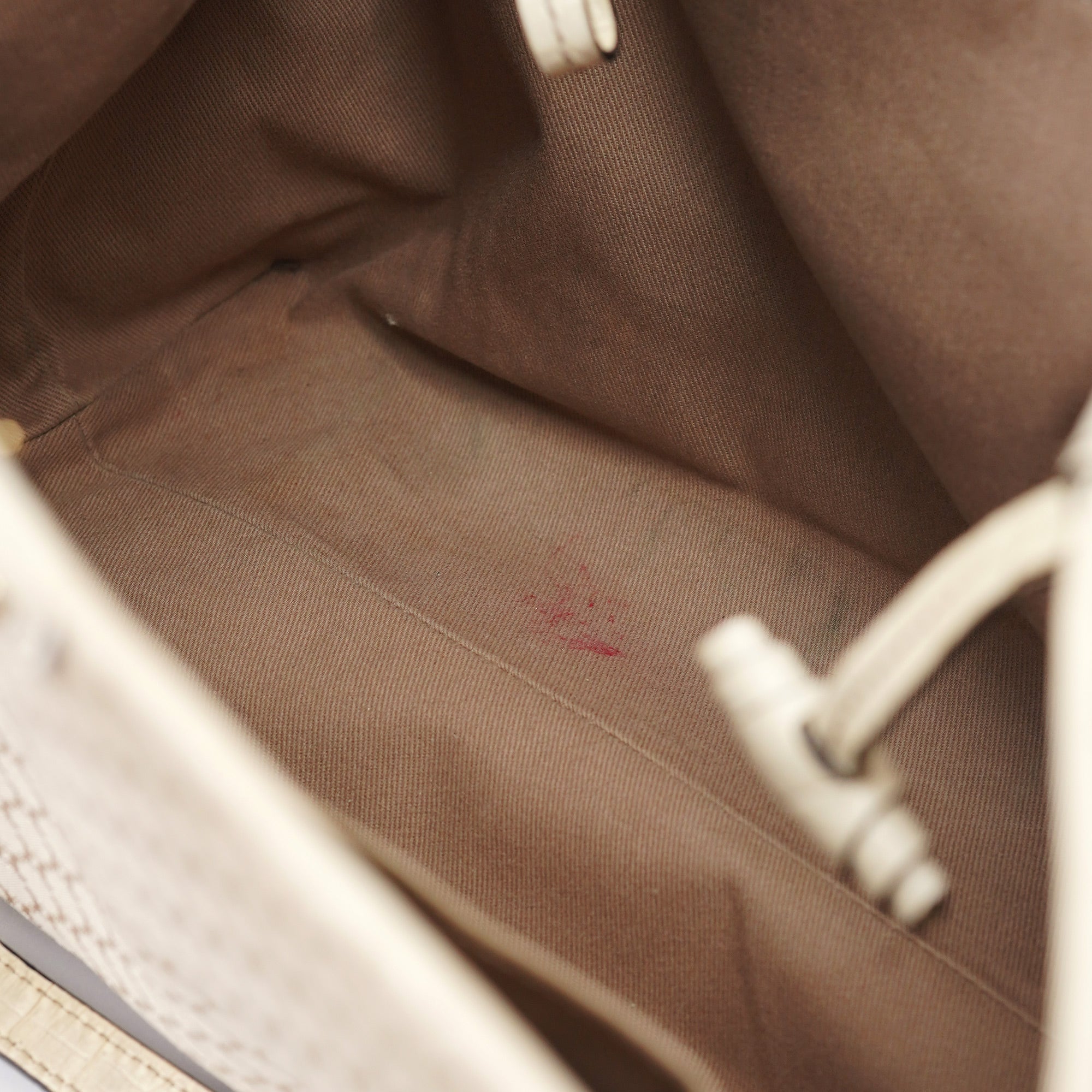 Beige White Triomphe Tote Bag