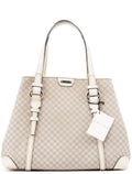 Beige White Triomphe Tote Bag
