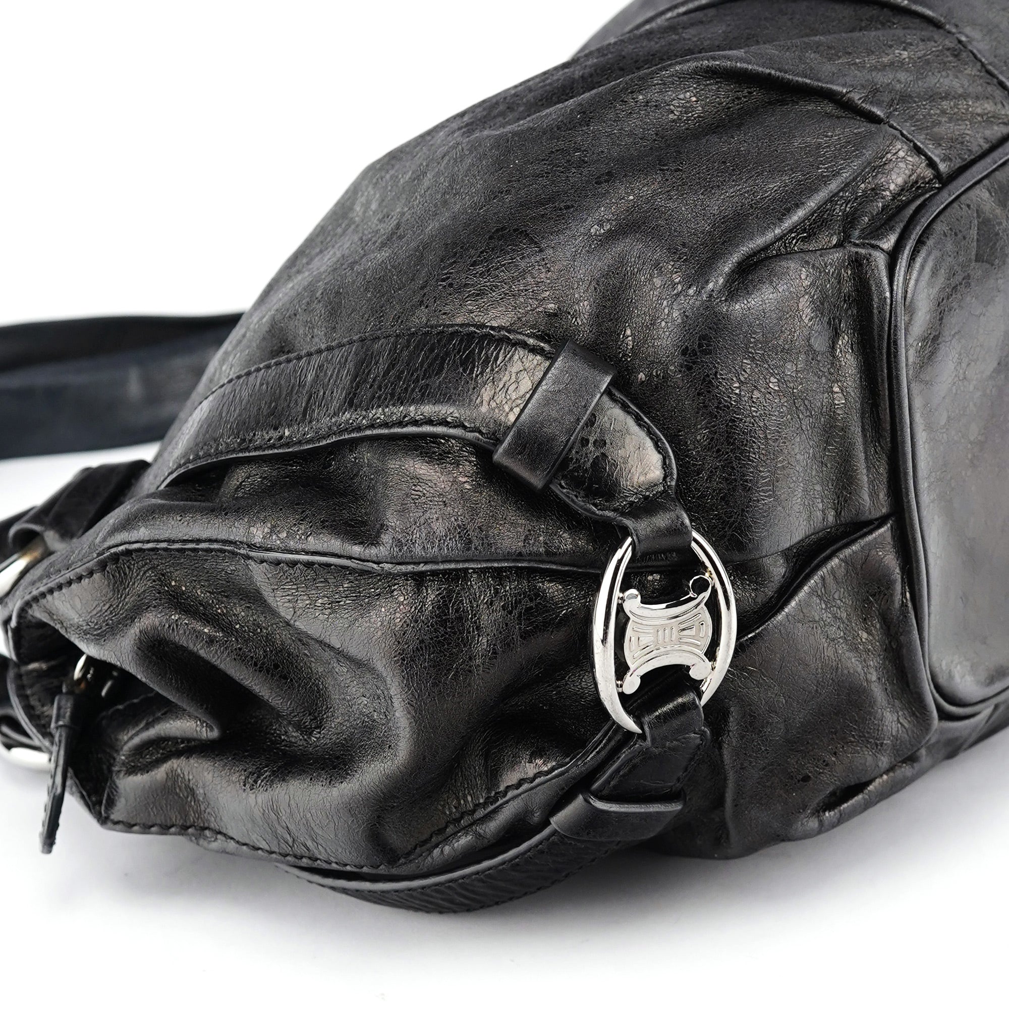 Black Crackled Leather Bittersweet Bag