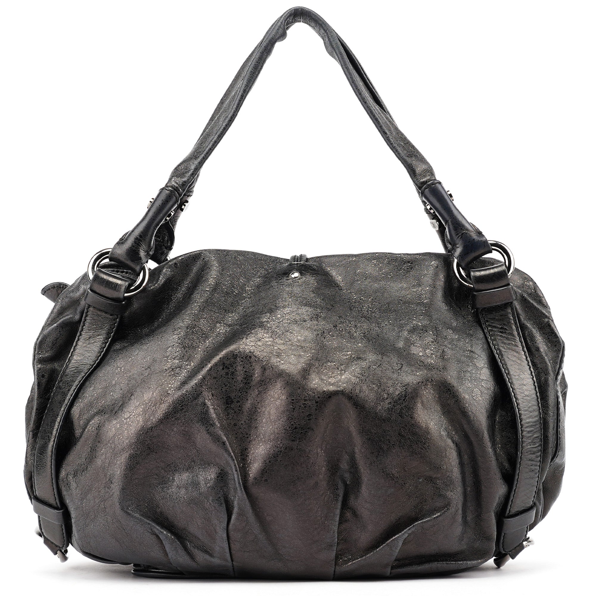 Black Crackled Leather Bittersweet Bag