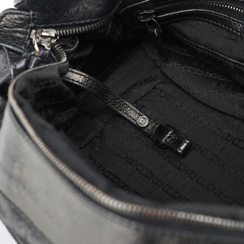 Black Crackled Leather Bittersweet Bag
