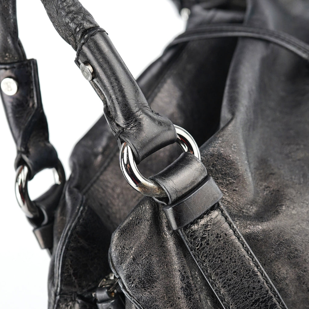 Black Crackled Leather Bittersweet Bag