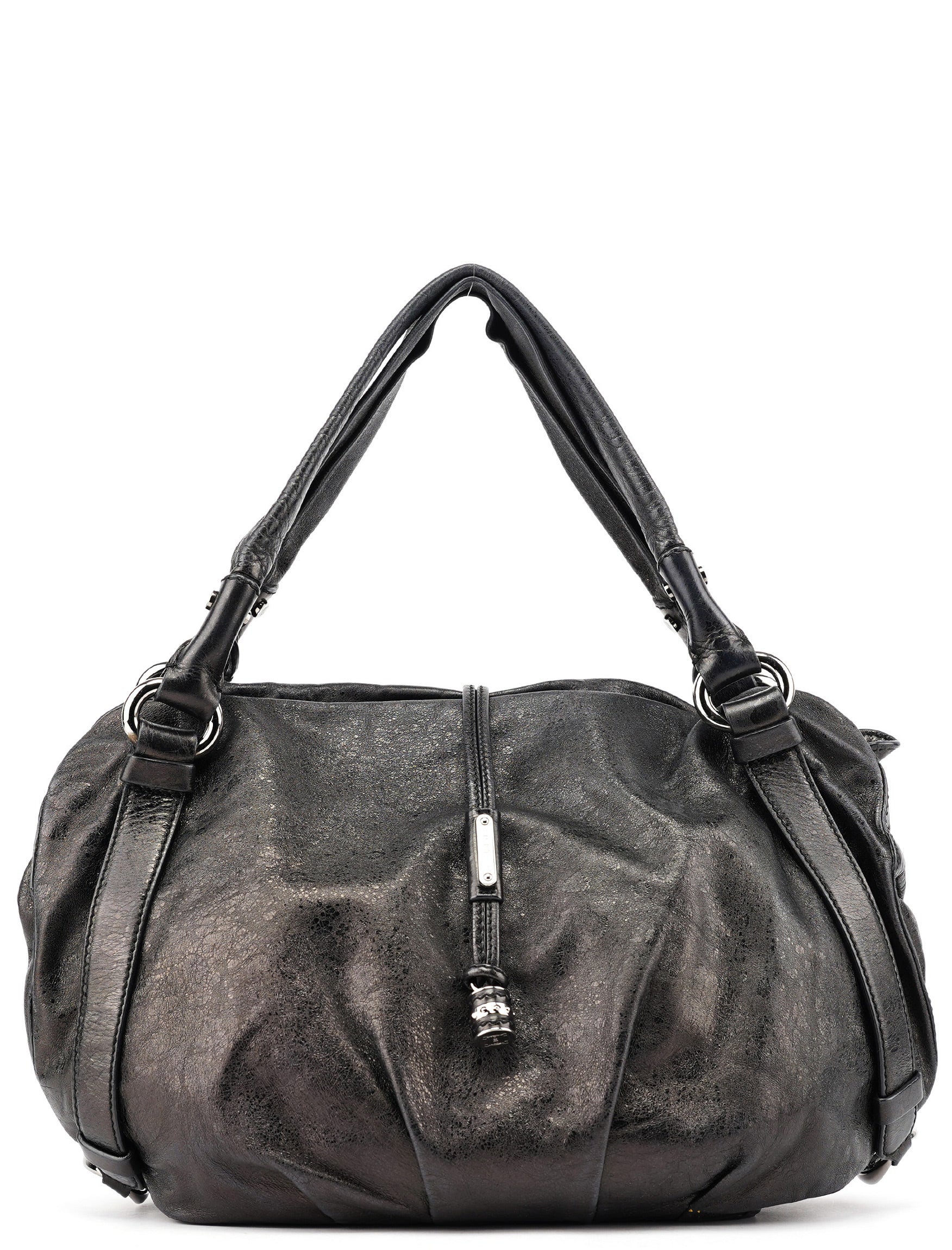 Black Crackled Leather Bittersweet Bag