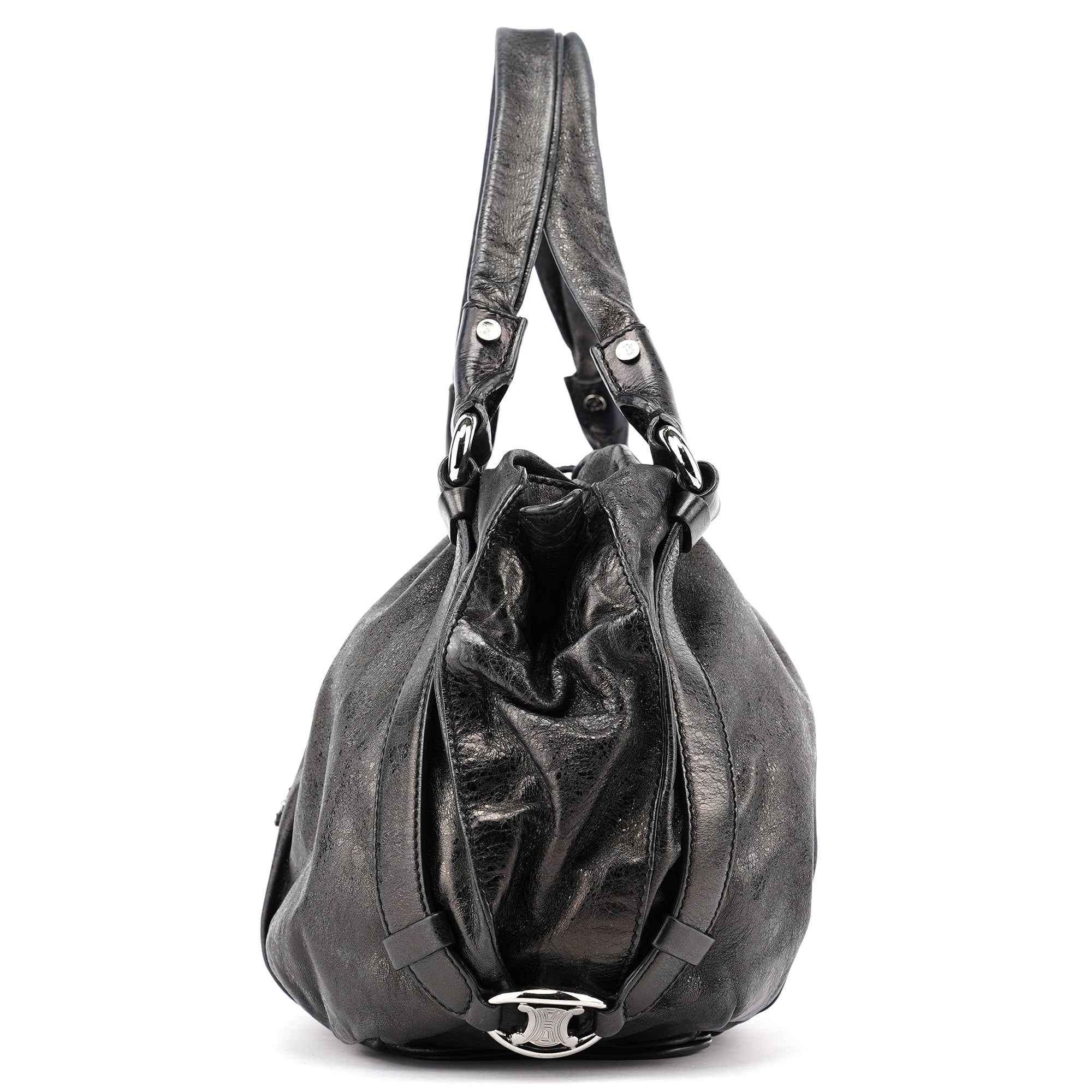 Black Crackled Leather Bittersweet Bag