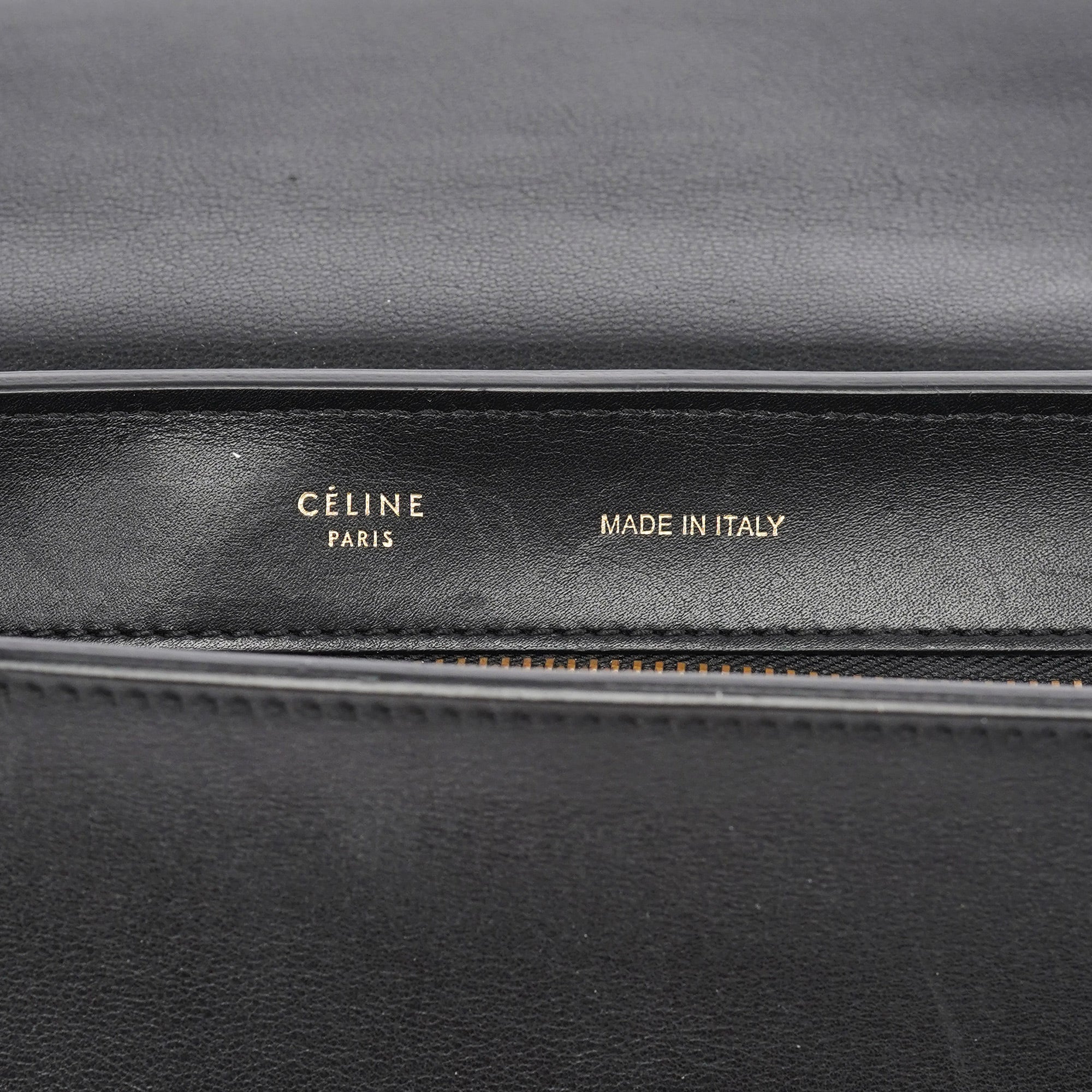 Black Embossed Calfskin Trapeze 2-Way Bag