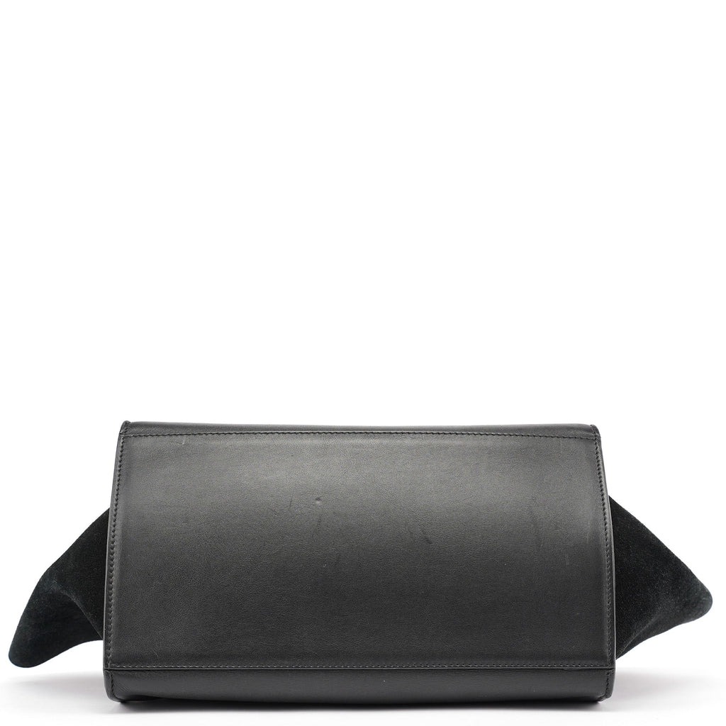 Black Embossed Calfskin Trapeze 2-Way Bag